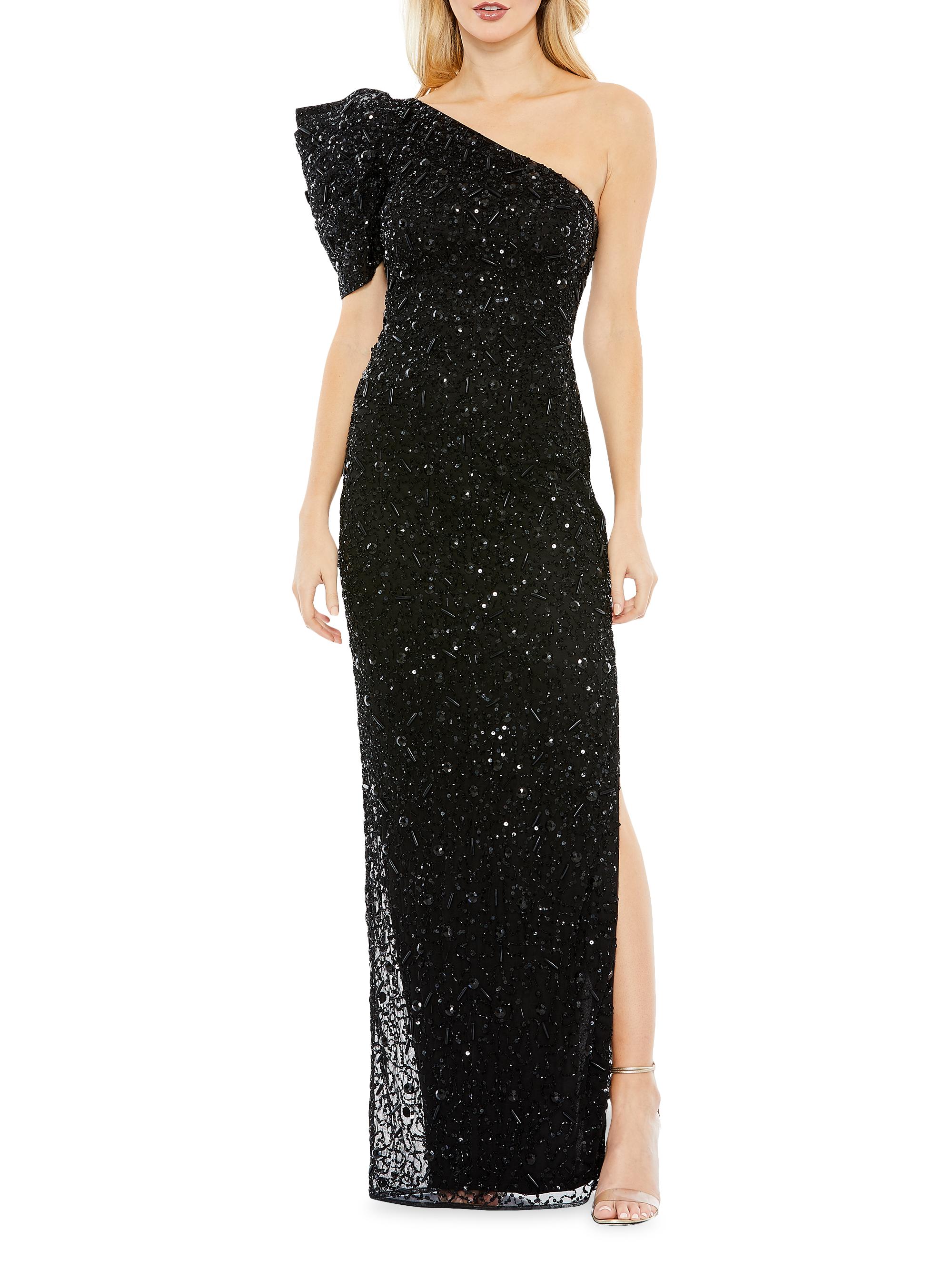 Mac Duggal Women's Embellished Puff One-Shoulder Column Gown - Black