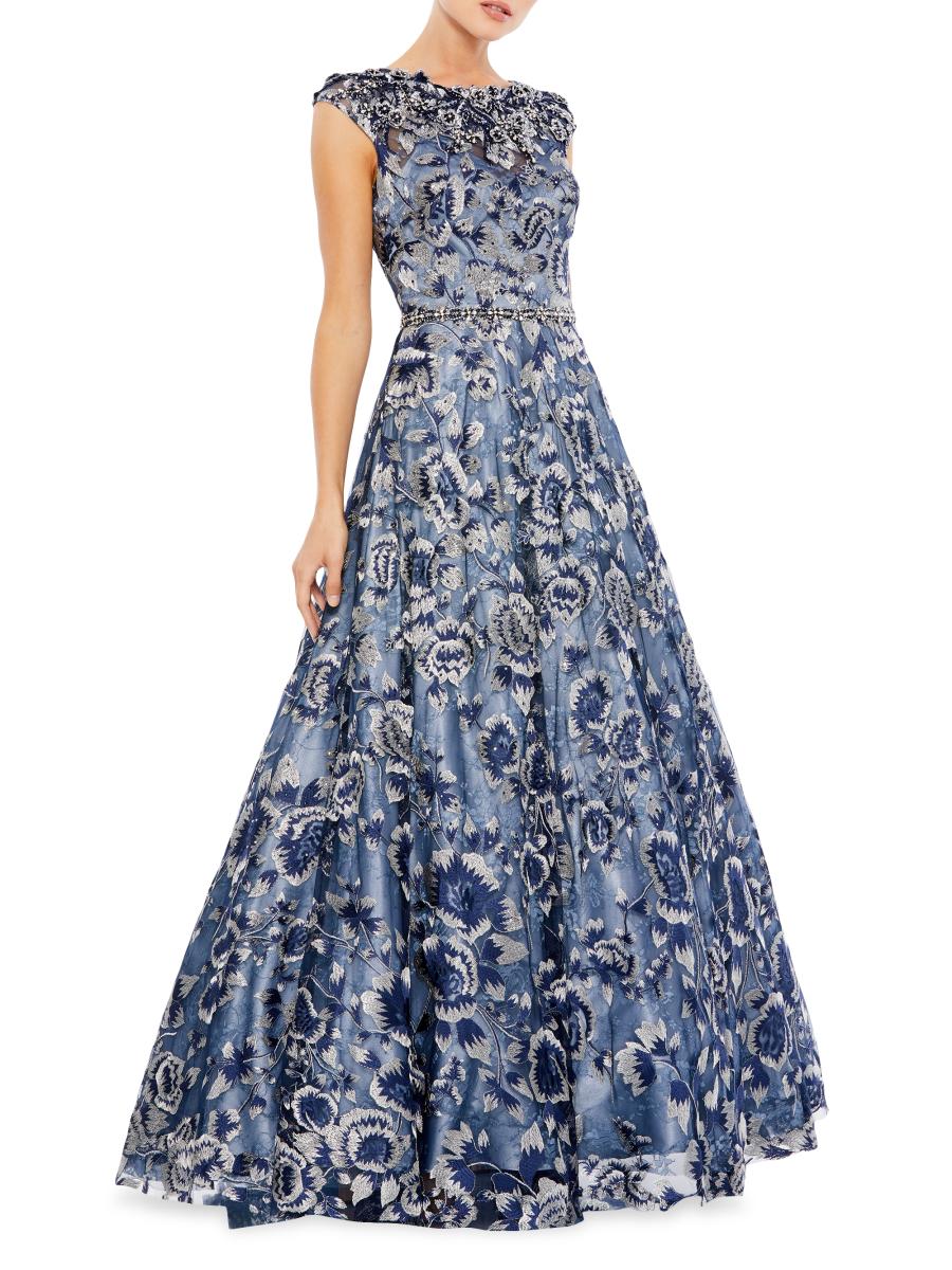 Mac Duggal Embellished Cap-Sleeve High-Neck Gown | Saks
