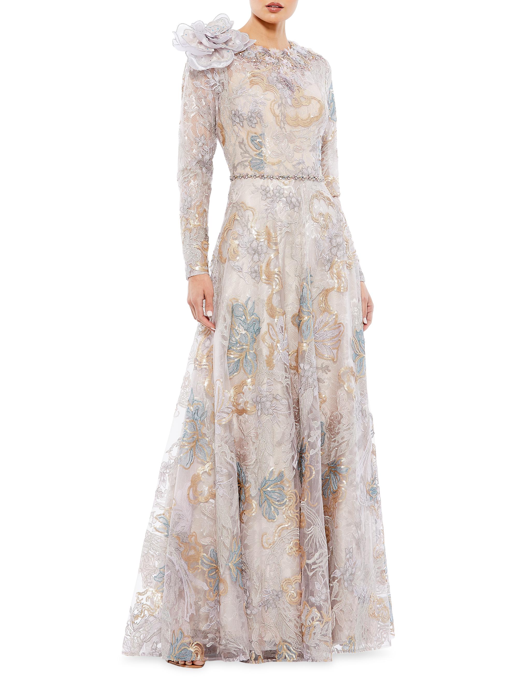 Mac Duggal Women's Embellished Rose-Applique Gown