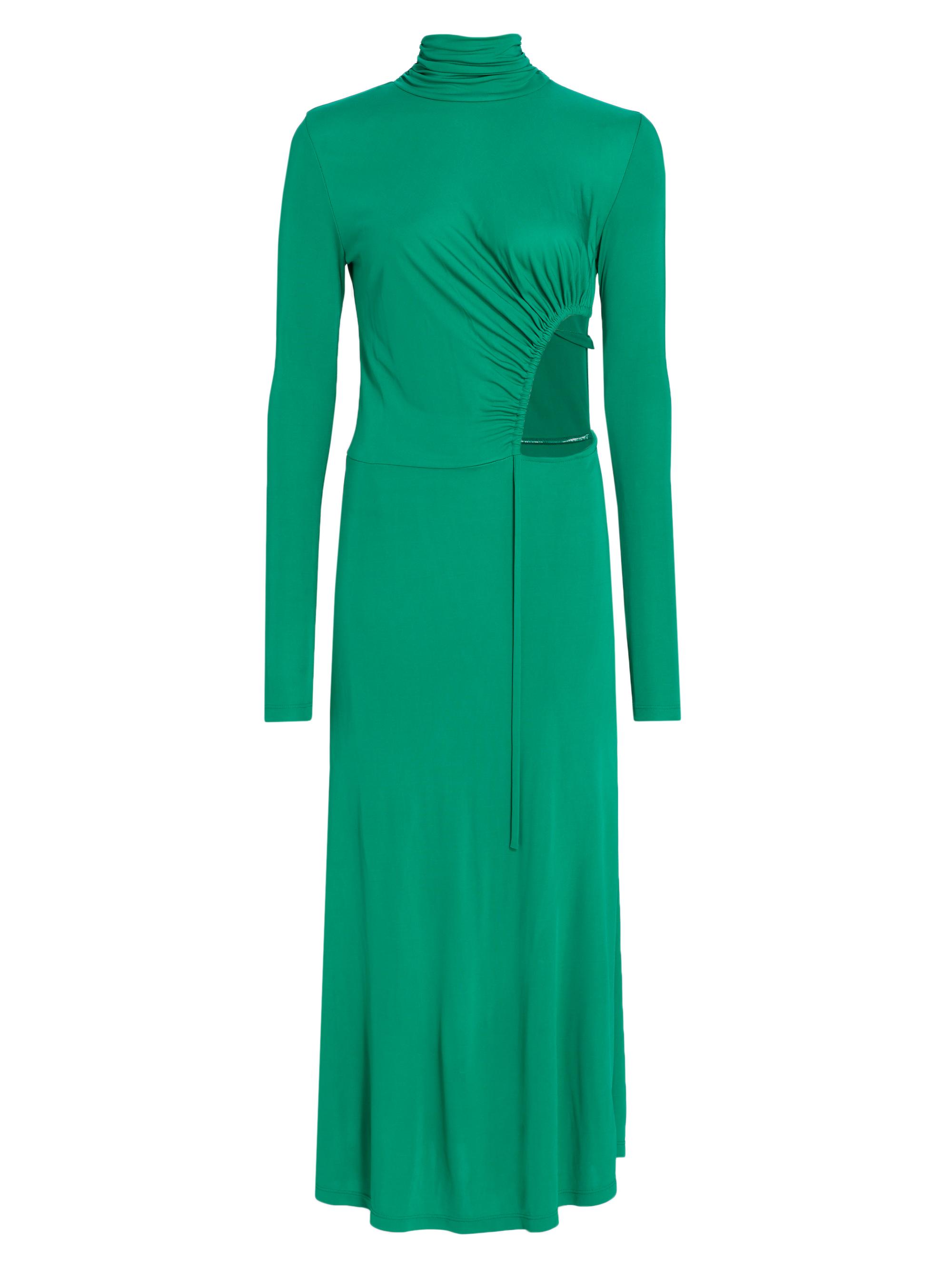 Undra Celeste Women's Side Ruched Keyhole Dress - Emerald City Green