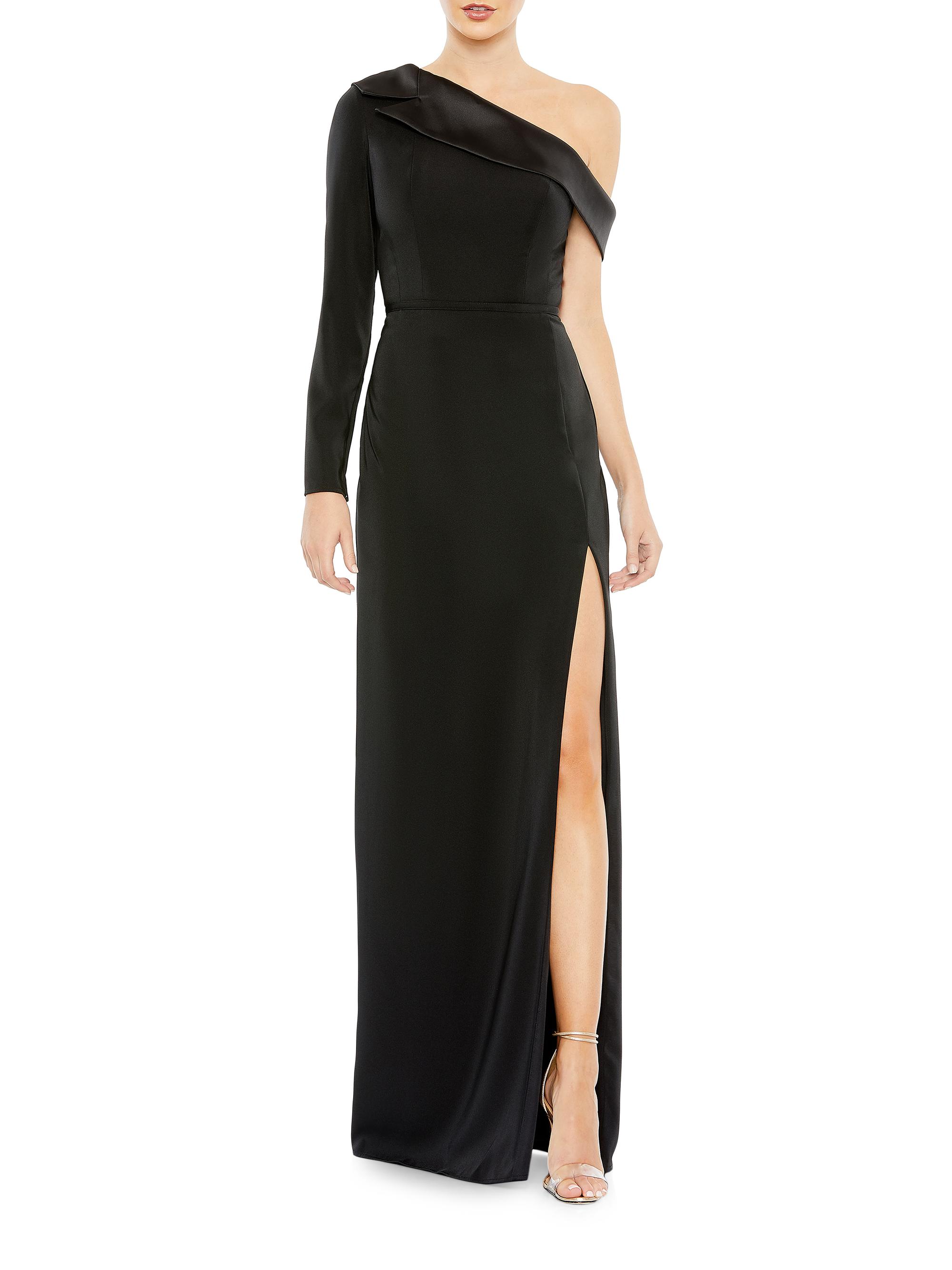 Mac Duggal Women's Satin Tuxedo Gown - Black
