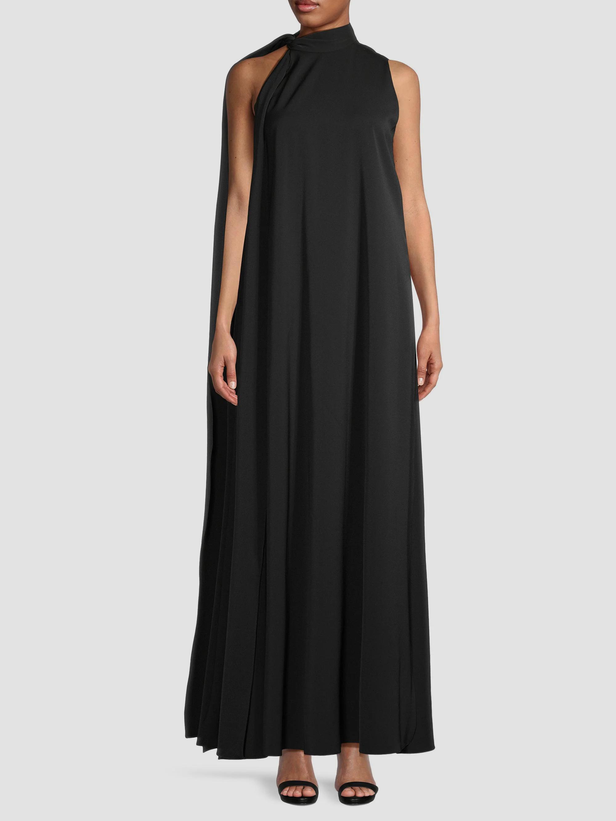 black halo henna halter crepe satin maxi dress Women's Sleeveless Gown - Black Alicia satin
