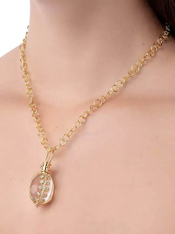 Florence126 18K Yellow Gold, Rock Crystal, & Diamond Vine Amulet