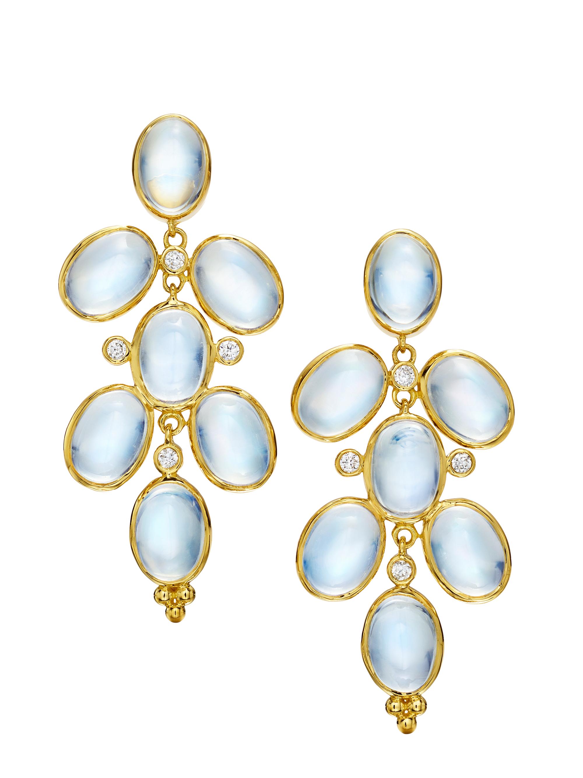 Temple St. Clair Women's Florence86 18K Yellow Gold, Blue Moonstone, & Diamond Drop Earrings - Yellow Gold