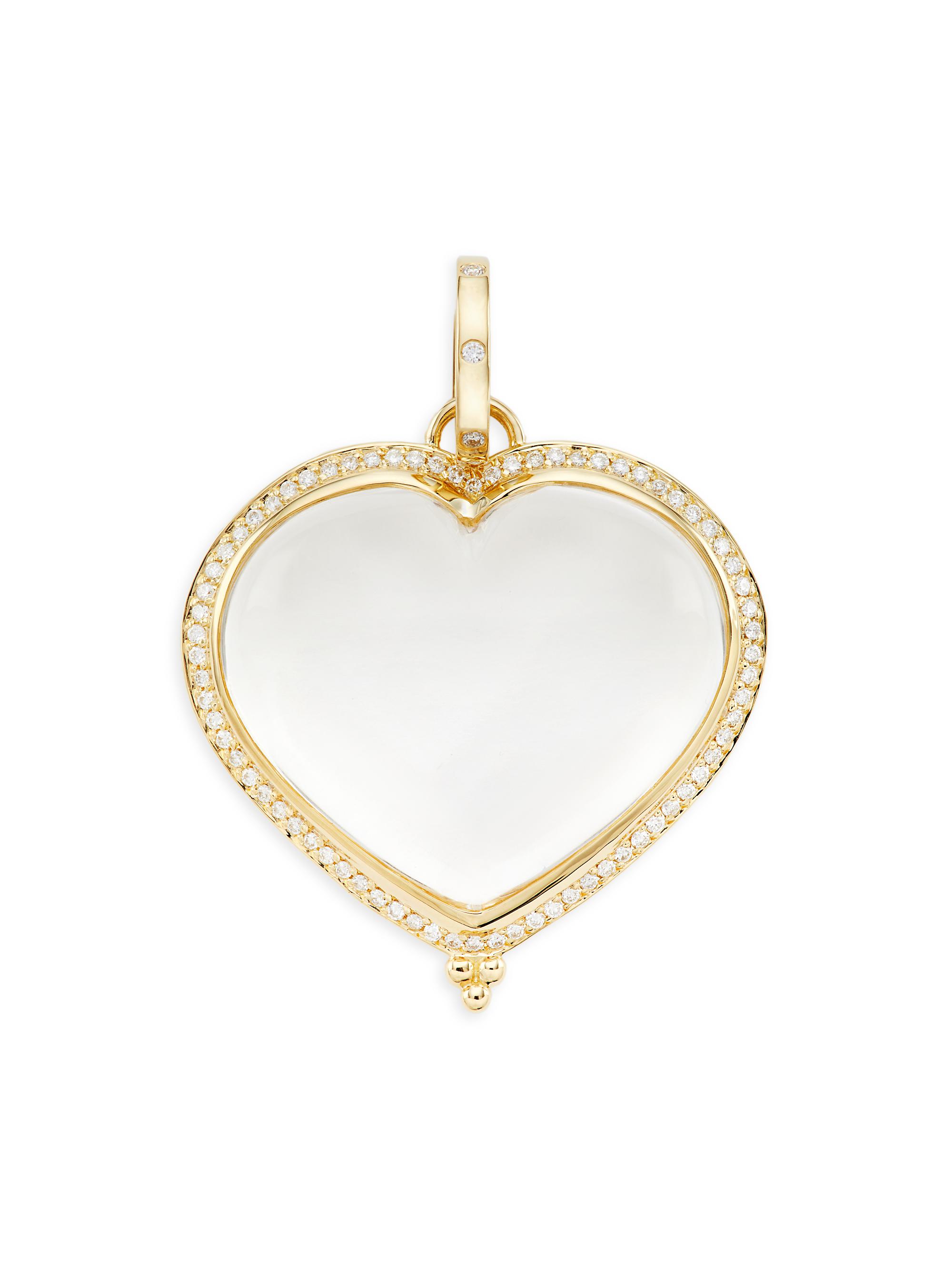 Temple St. Clair Women's Florence86 18K Yellow Gold, Rock Crystal & Diamond Heart Pendant