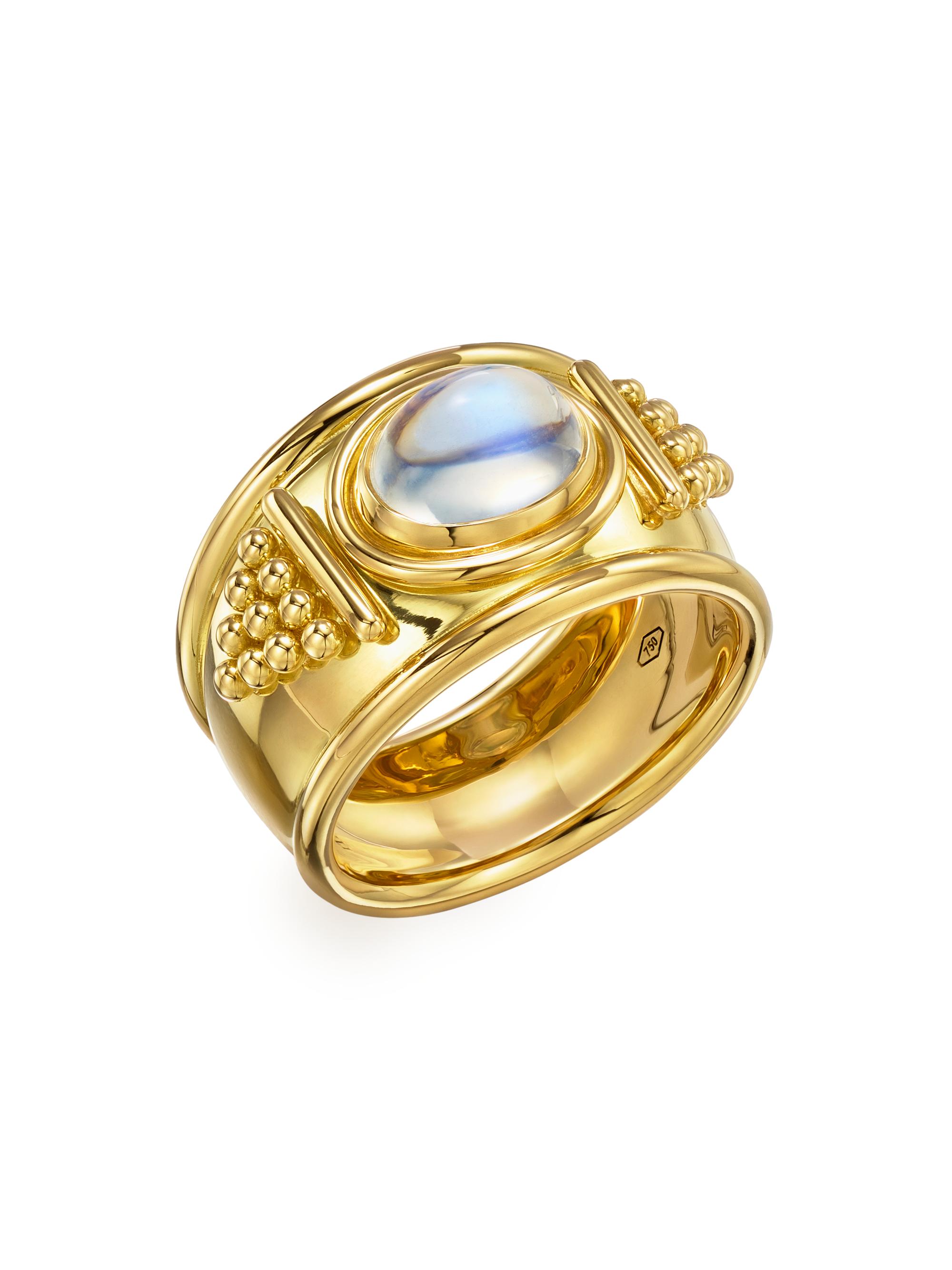 Temple St. Clair Women's 18K Yellow Gold & Blue Moonstone Pyramid Ring - Yellow Gold
