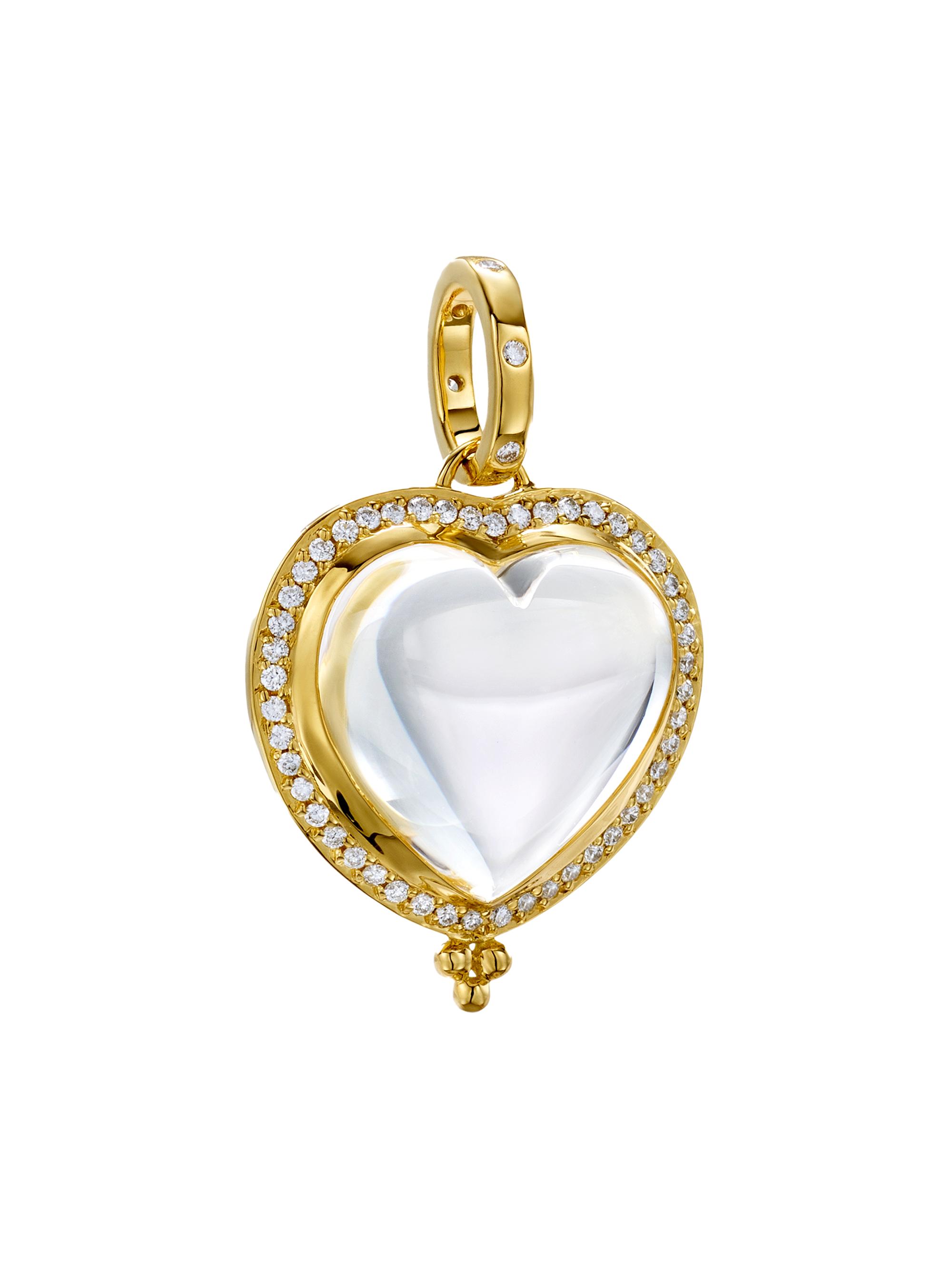 Temple St. Clair Women's Florence86 18K Yellow Gold, Rock Crystal & Diamond Heart Pendant - Yellow Gold