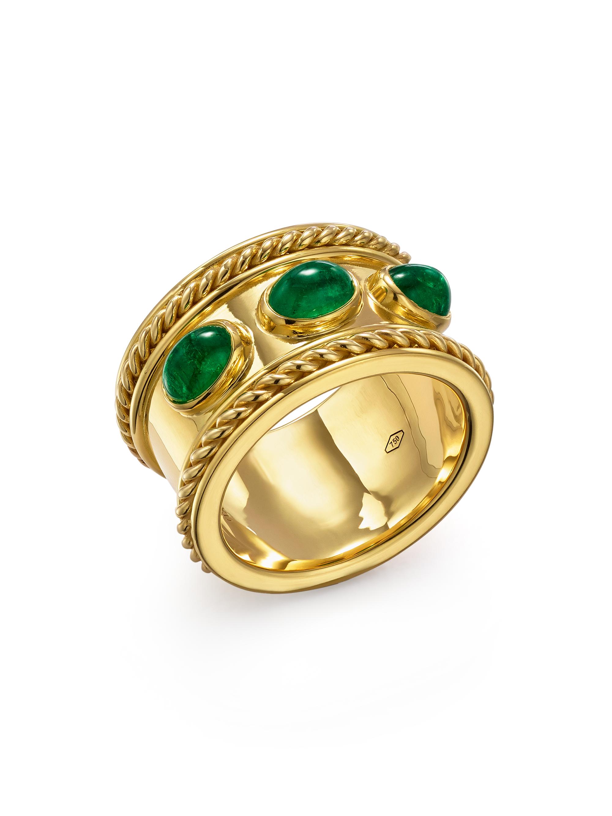 Temple St. Clair Women's Florence96 18K Yellow Gold & Emerald Braided Band Ring - Emerald