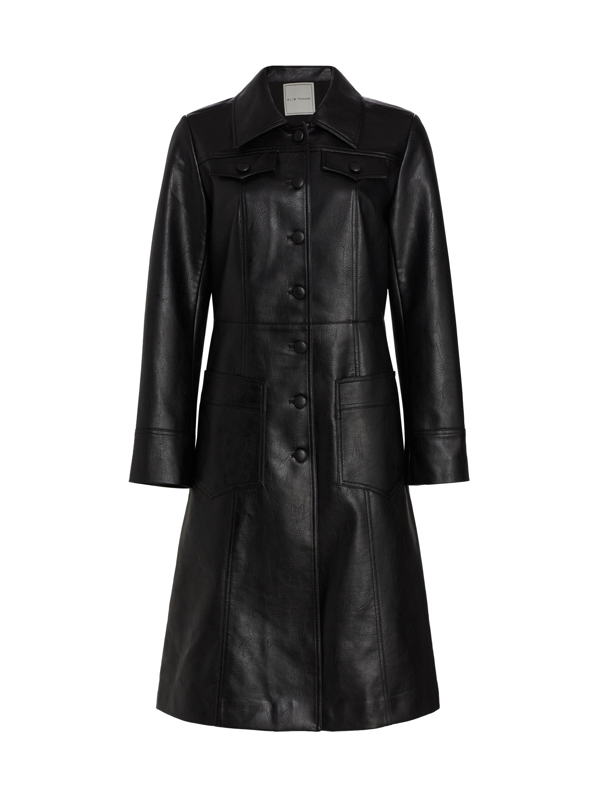 Elie Tahari Pebble Vegan Leather Trench Coat | Saks Fifth Avenue