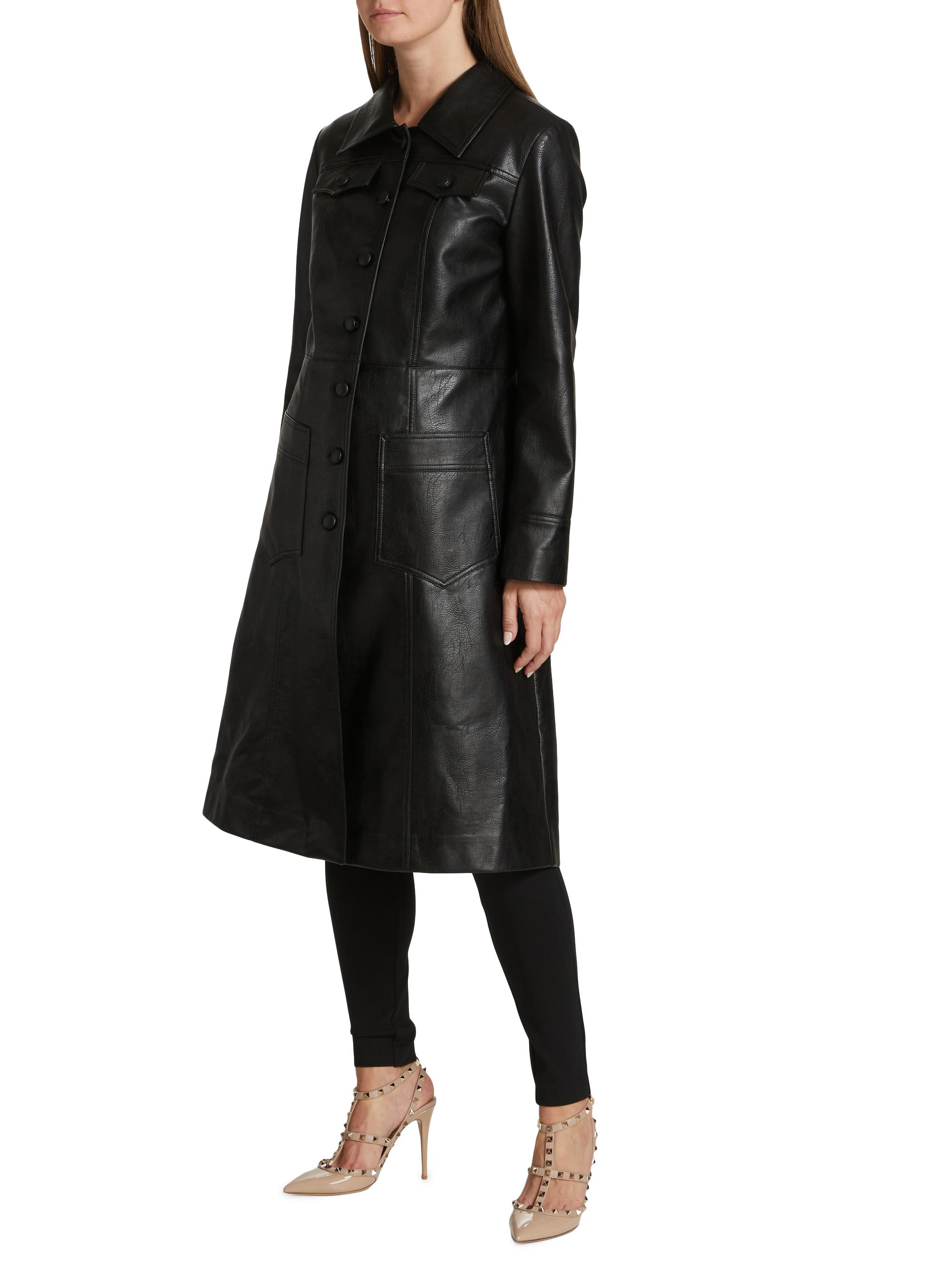 Veret streer ⭐︎volume trench coat⭐︎伊地知姉妹 Elie Tahari Pebble Vegan Leather Trench Coat | Saks Fifth Avenue