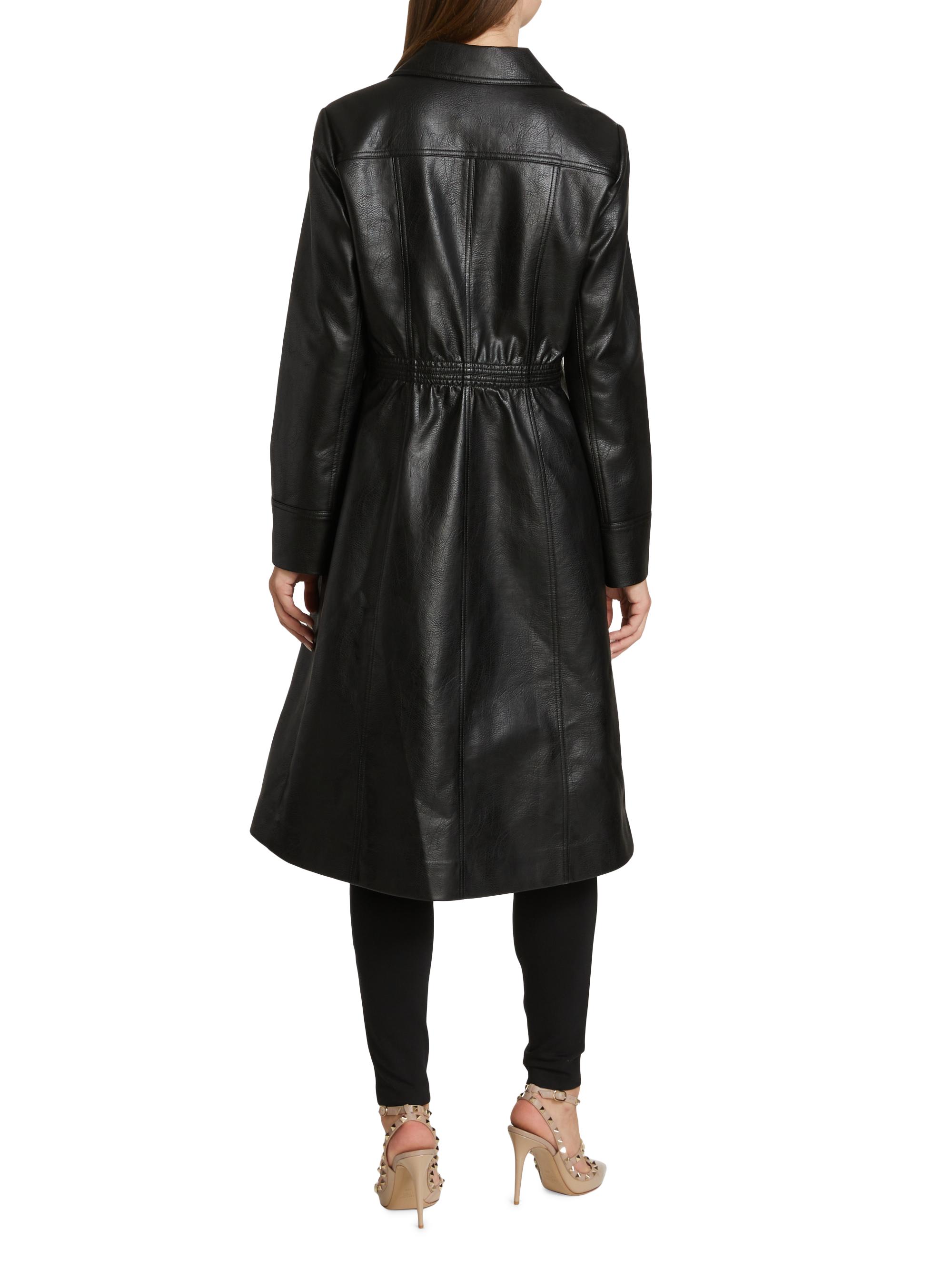 Veret streer ⭐︎volume trench coat⭐︎伊地知姉妹 Elie Tahari Pebble Vegan Leather Trench Coat | Saks Fifth Avenue