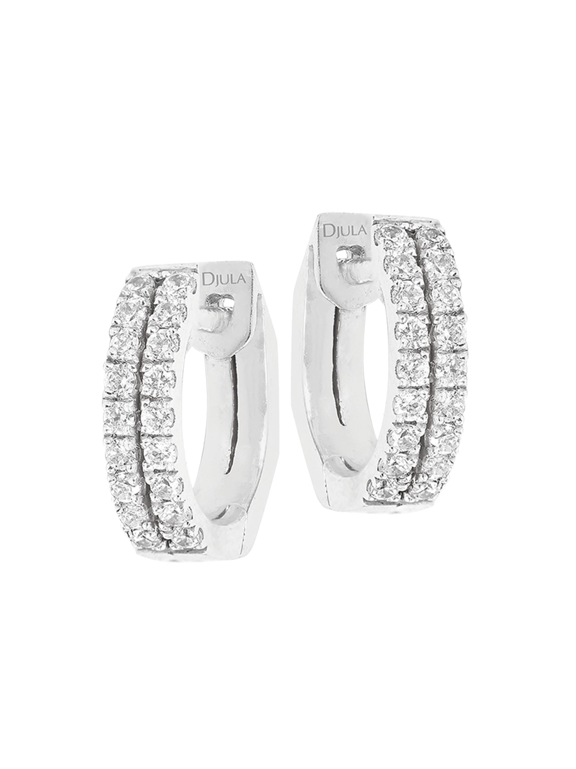 Djula Women's Graphique 18K White Gold & 0.21 TCW Diamond Hoop Earrings - White Gold
