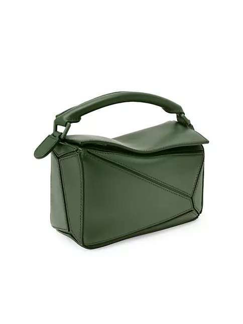 Loewe Puzzle Small Bag in Dark Khaki Green, Green. Size all.