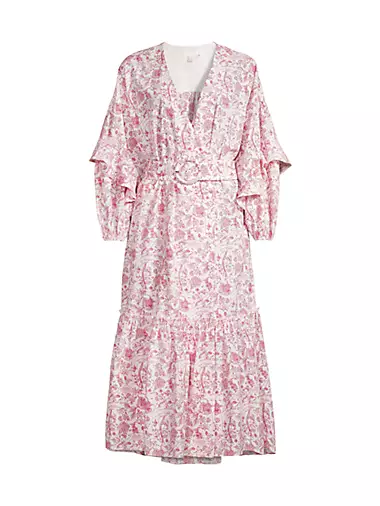 Daritaa Floral Embroidered Wrap Dress