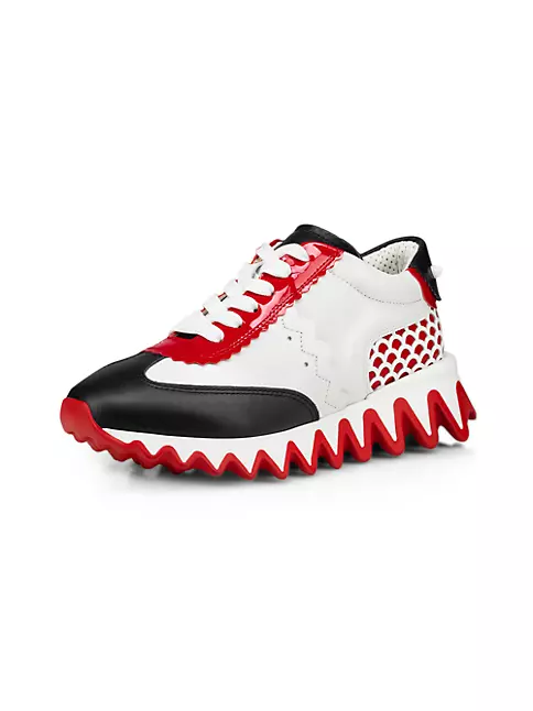 Christian Louboutin Kids Mini Loubishark Leather Sneakers - White - 31