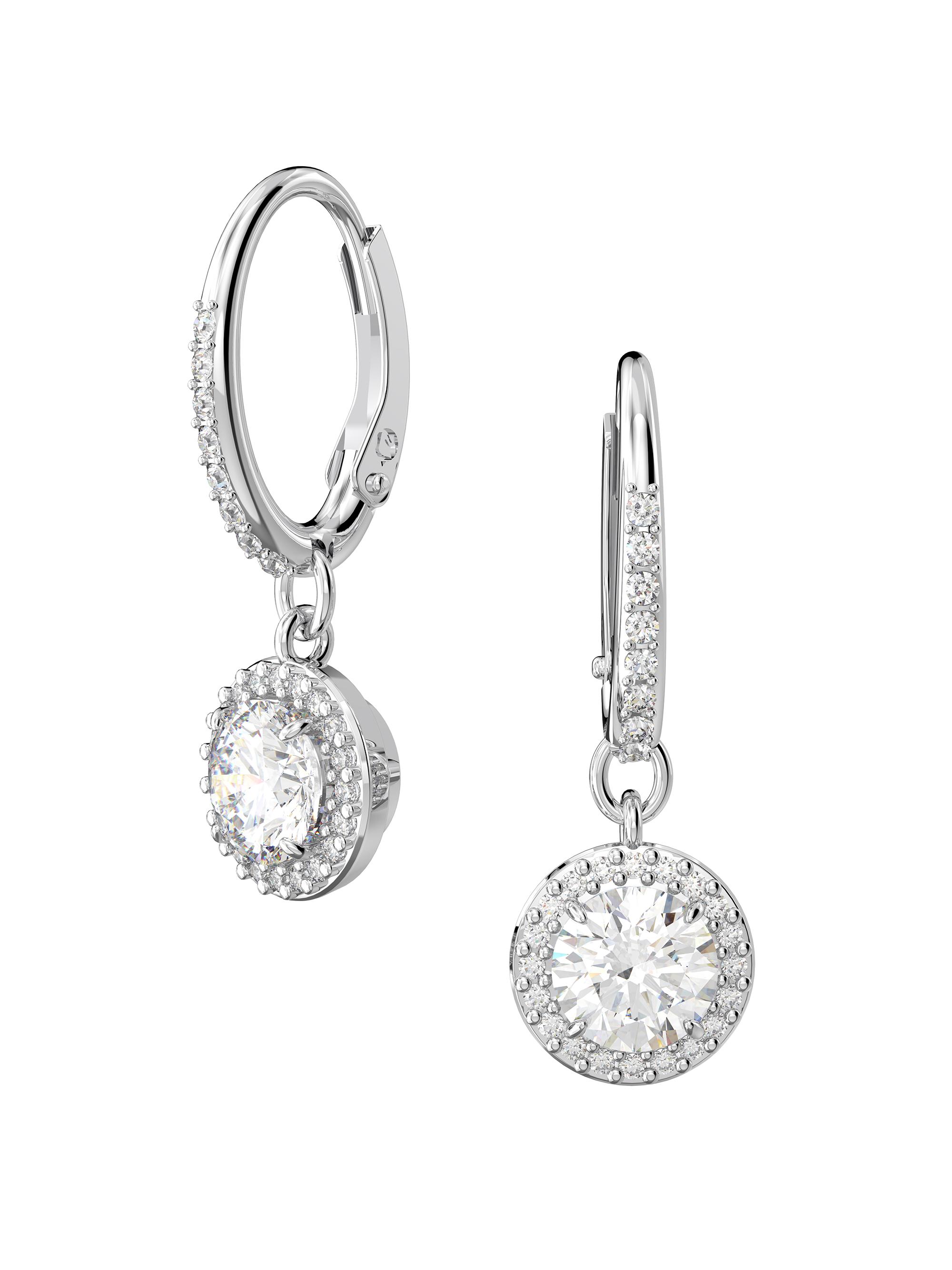 Swarovski Women's Una Rhodium-Plated & Crystal Halo Drop Earrings - Rhodium