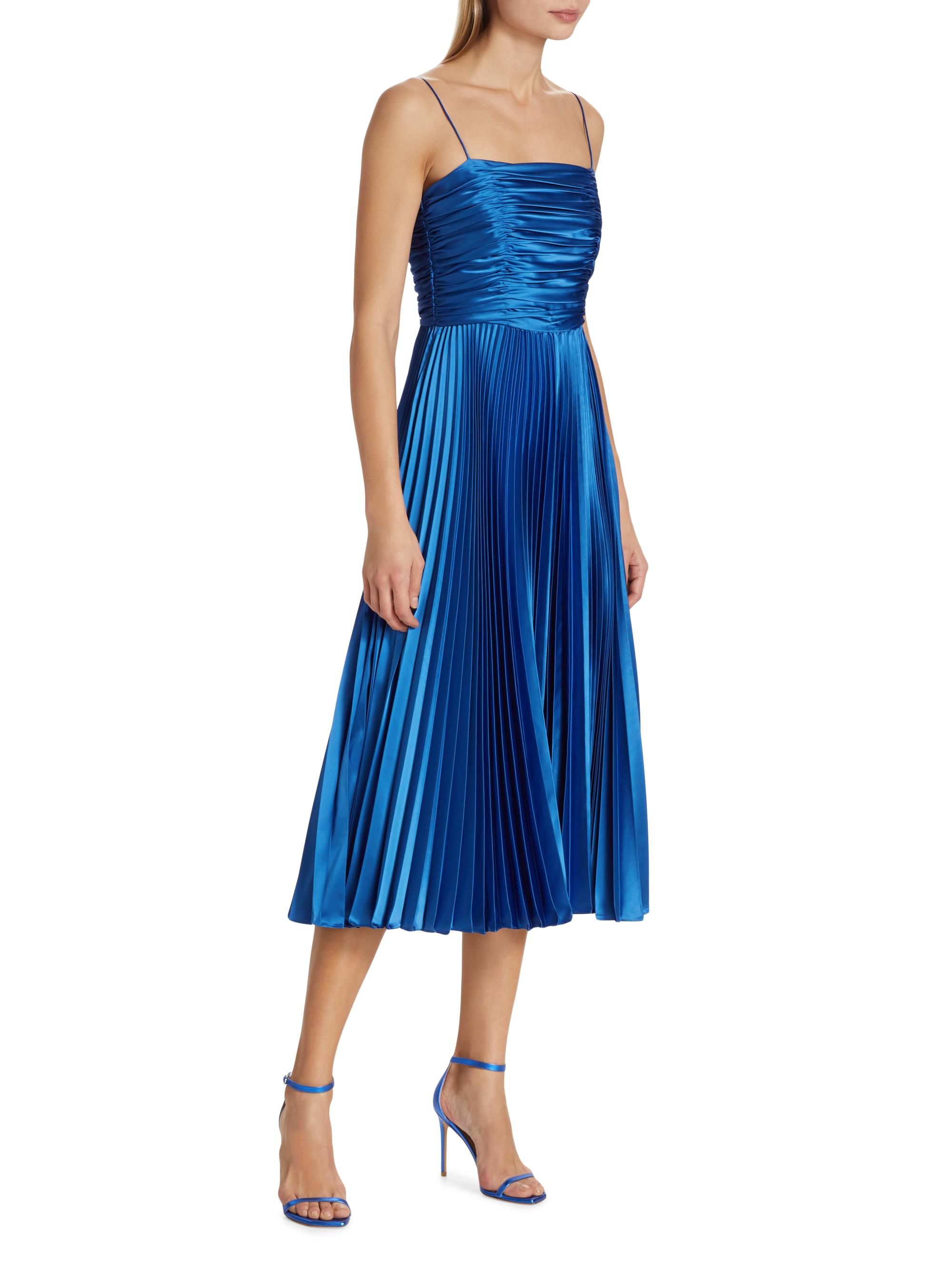 Amur Heba Pleated Satin Midi-Dress | Saks Fifth Avenue