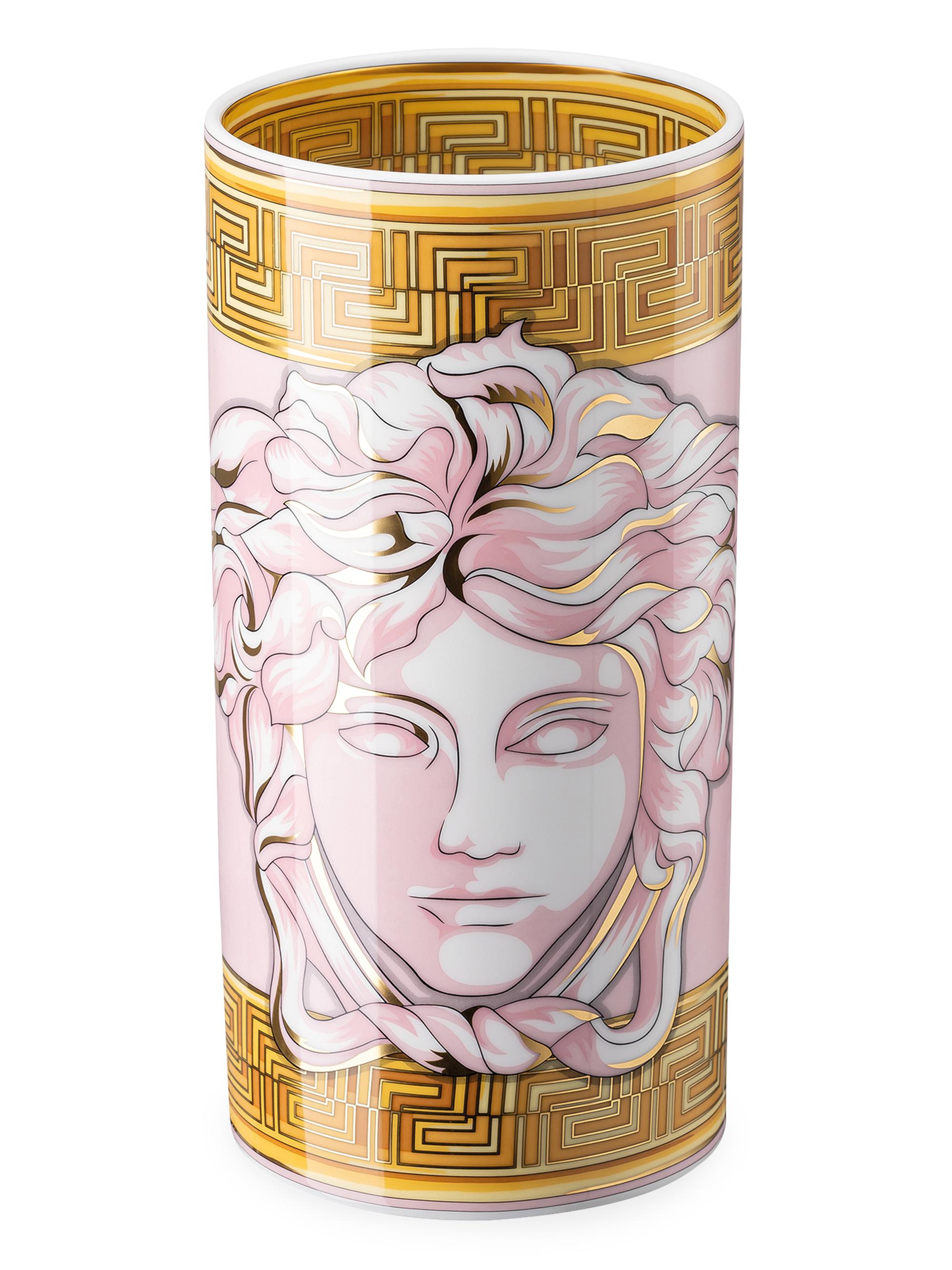 Rosenthal Meets Versace Medusa Amplified Pink Coin Porcelain Vase - Pink