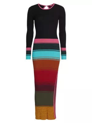 STAUD Shoko striped knitted dress - Red