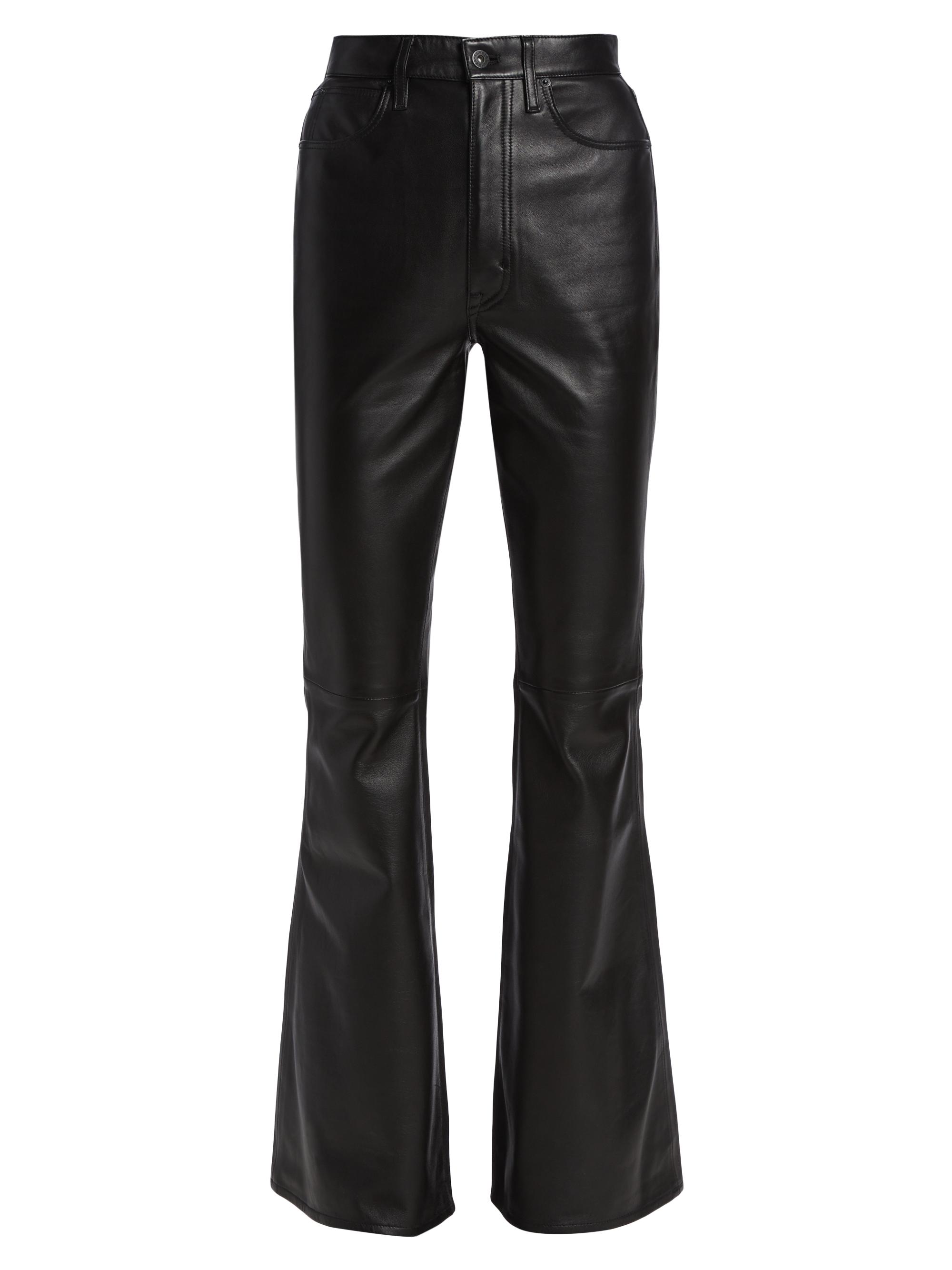 SLVRLAKE Women's Indiana Leather High-Rise Flare Jeans - Black