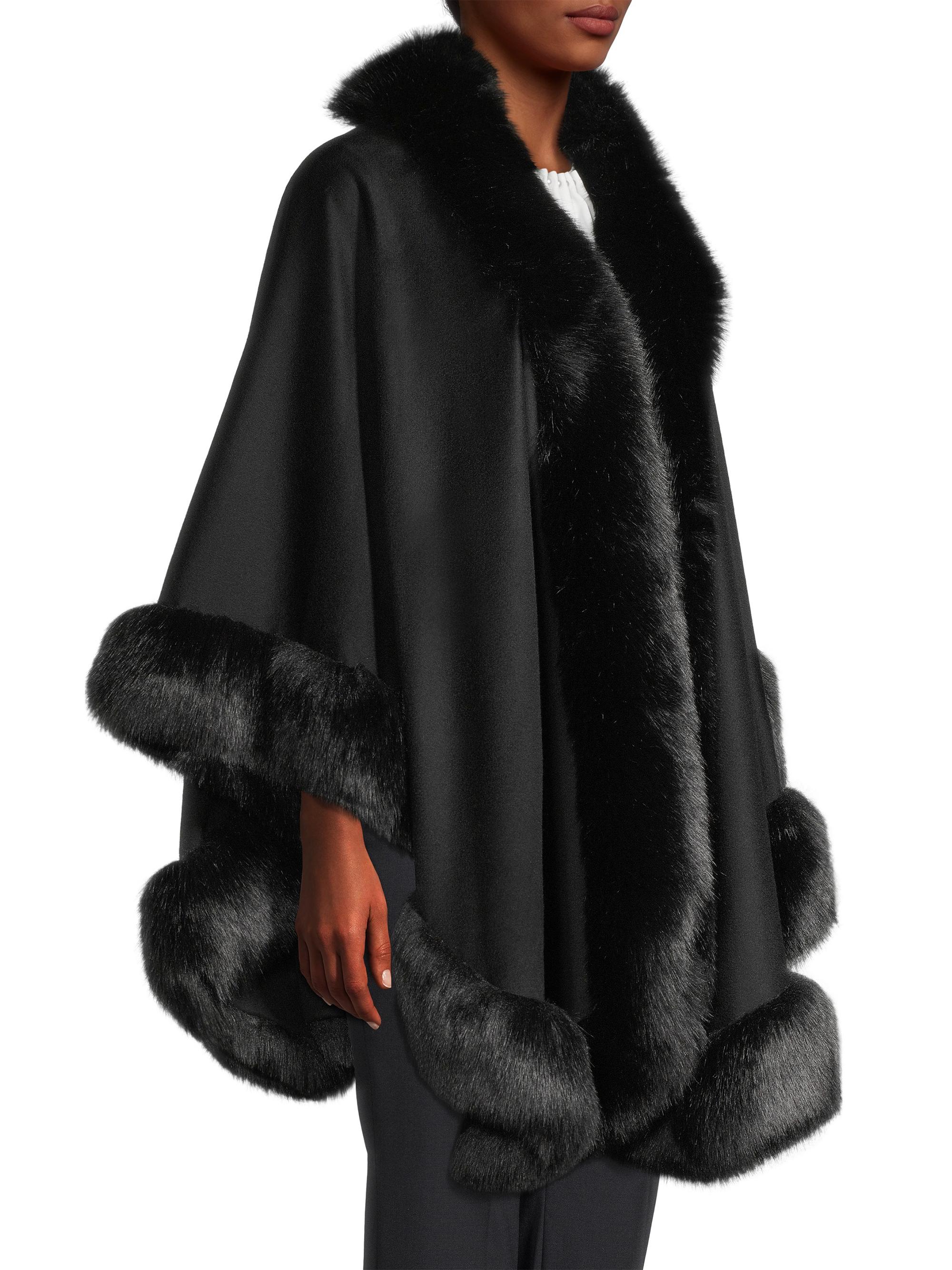 Sofia Cashmere Faux Fur & Cashmere U-Cape | Saks Fifth Avenue