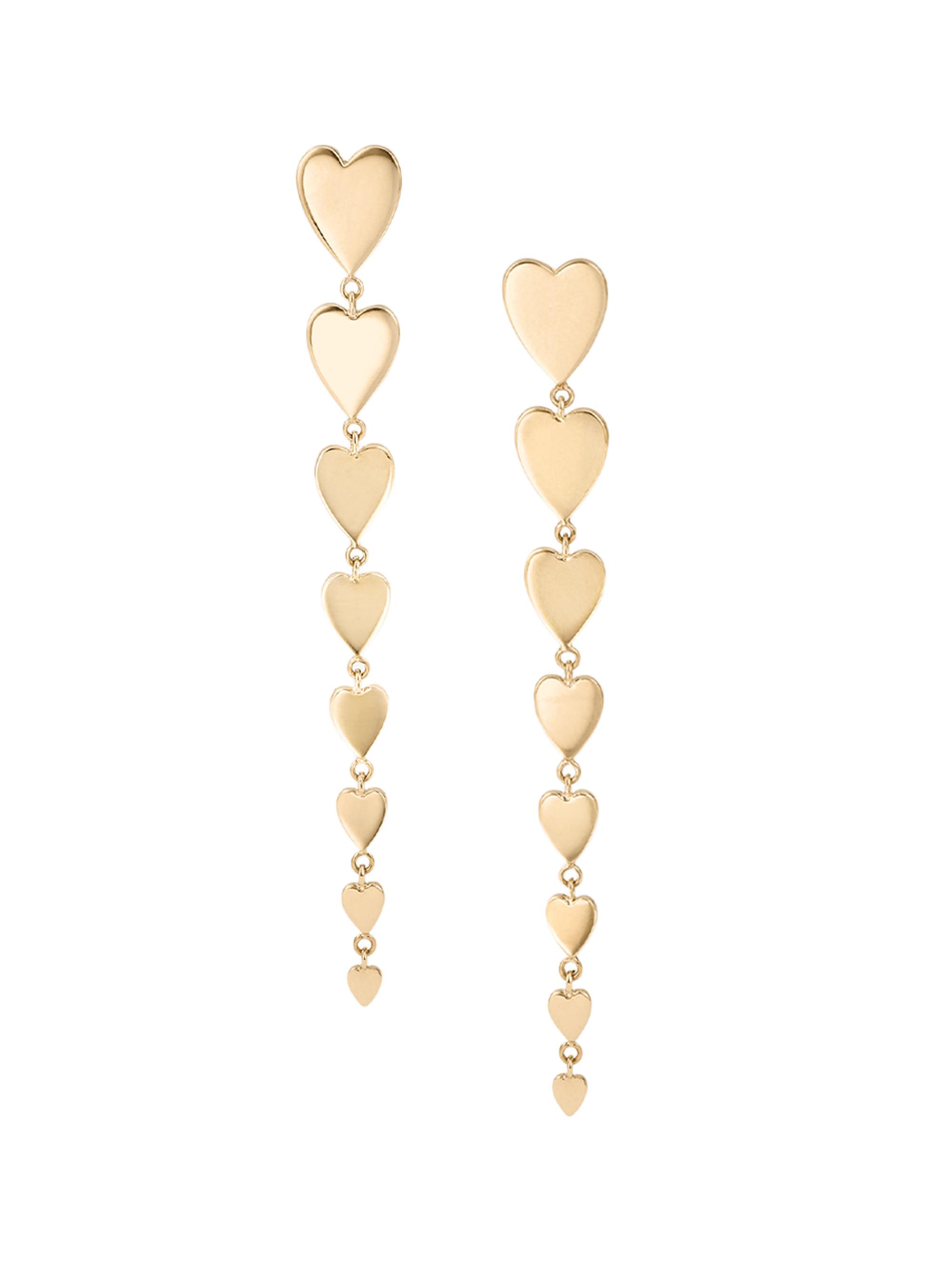 Lana Women's 14K Yellow Gold Linear Heart Earrings - Yellow Gold