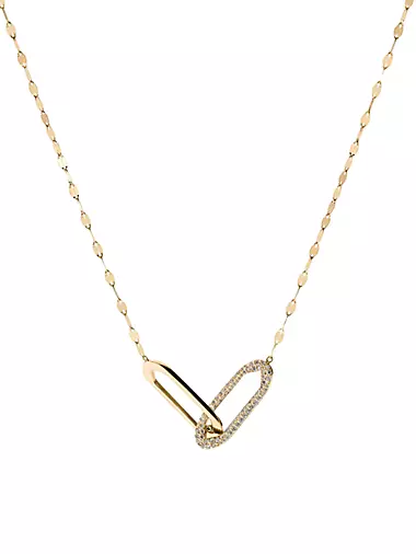 Flawless 14K Yellow Gold & 0.4884 TCW Diamond Oblong-Link Necklace