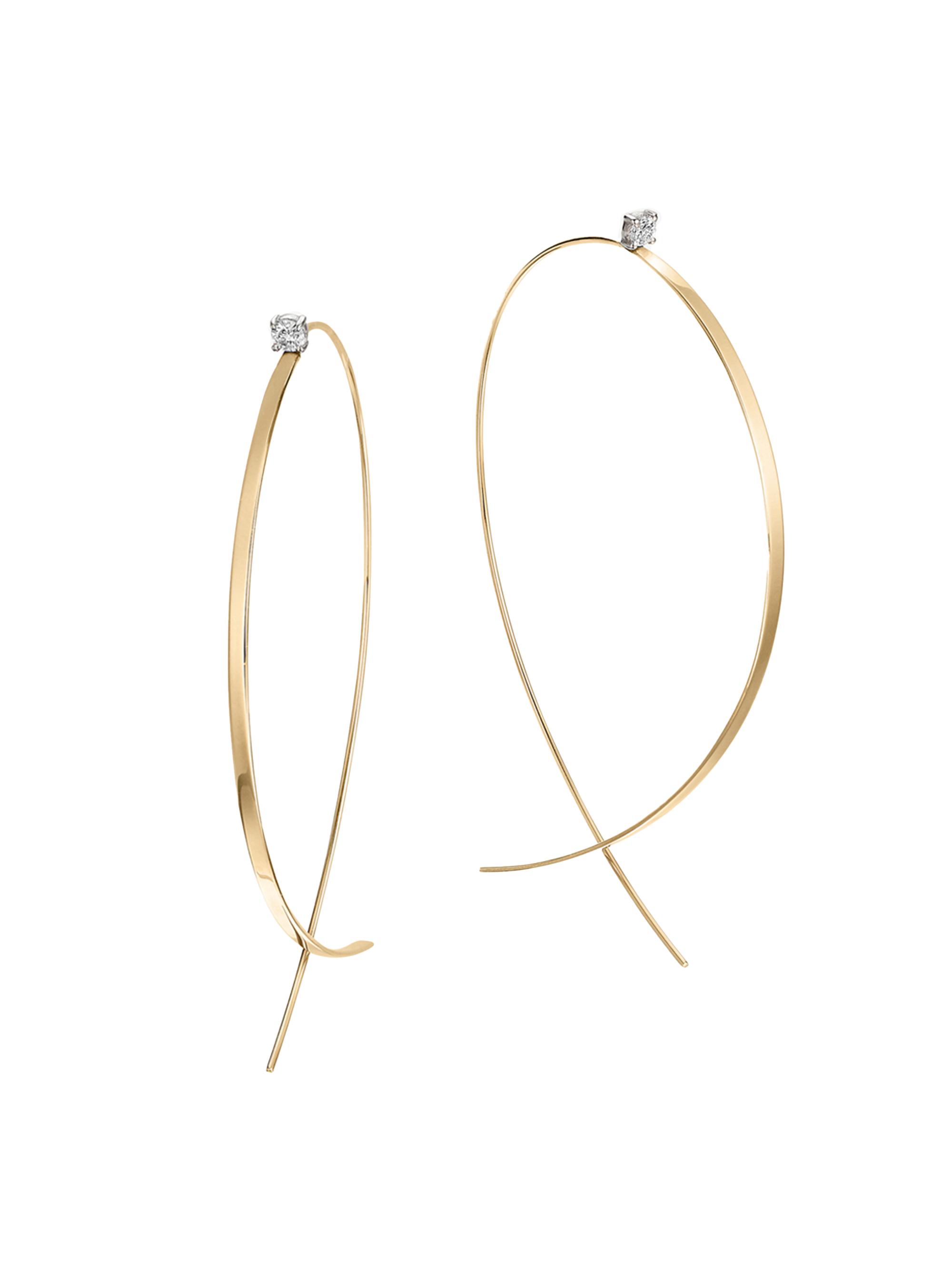 Lana Women's  14K Yellow Gold & 0.13 TCW Diamond Upside-Down Hoops - Yellow Gold
