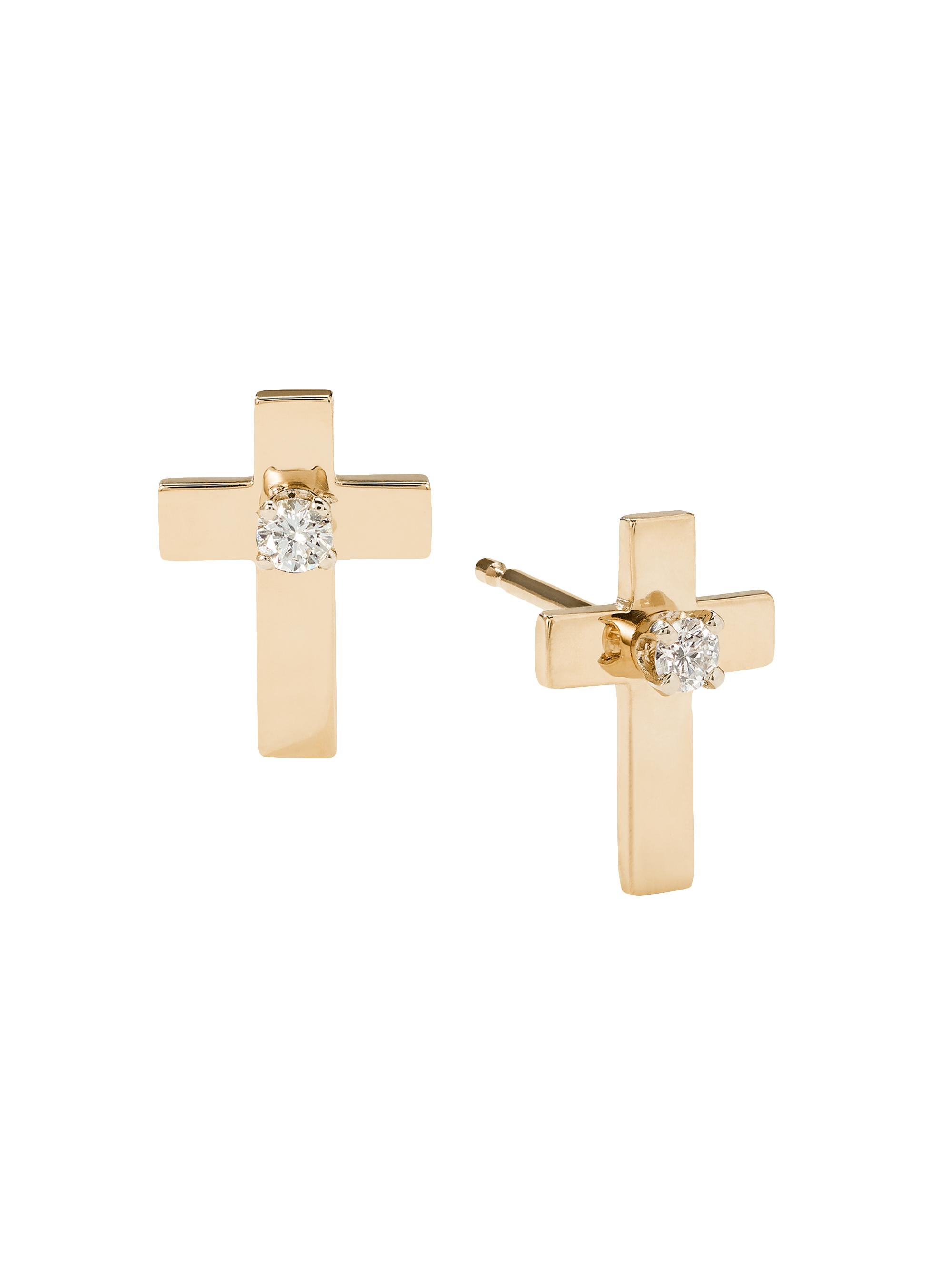 Lana Women's 14K Yellow Gold & 0.07 TCW Diamond Cross Stud Earrings - Yellow Gold