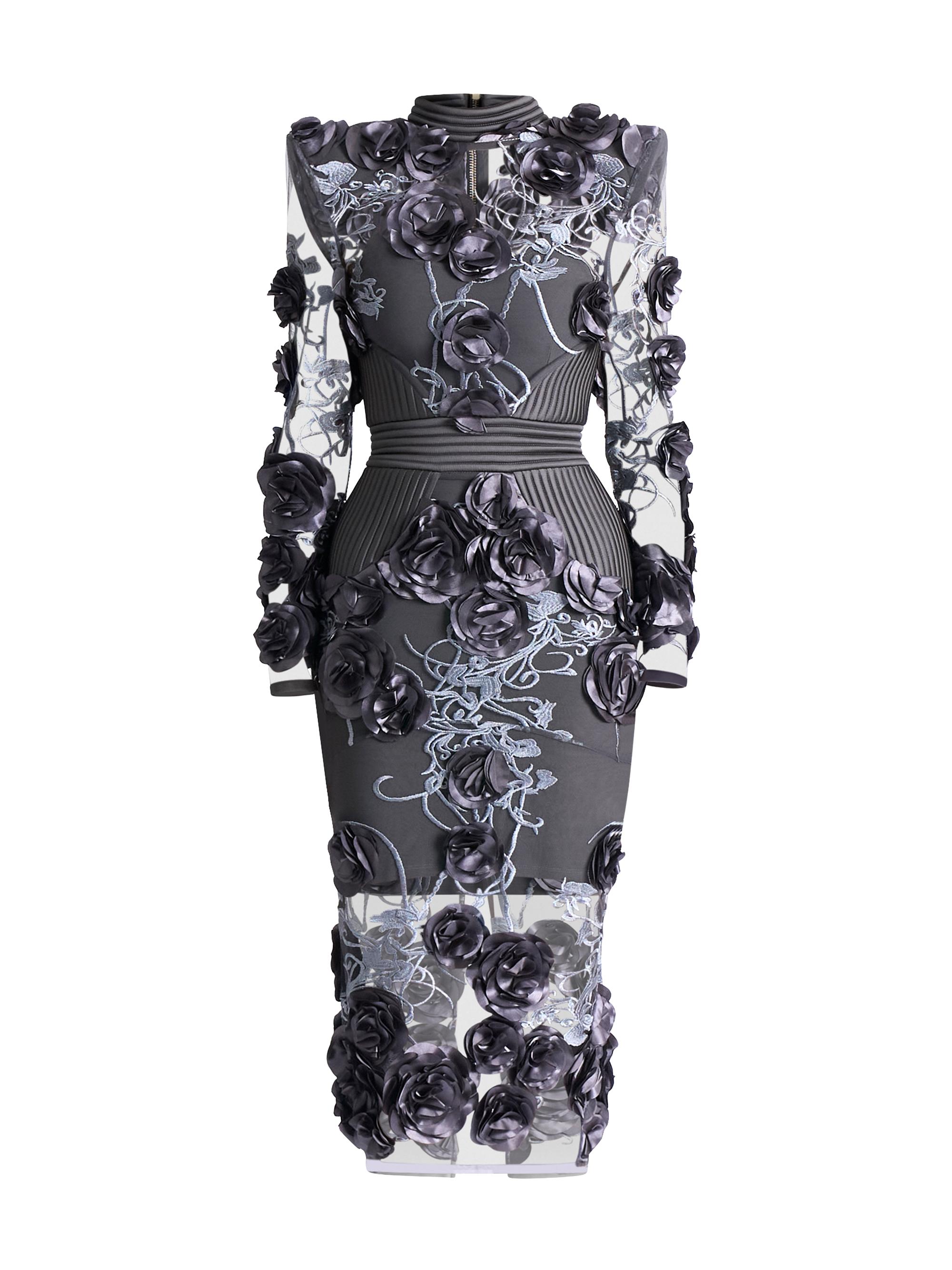 Zhivago Women's Battle Lines Floral-Embellished Vendetta Dress - Grey