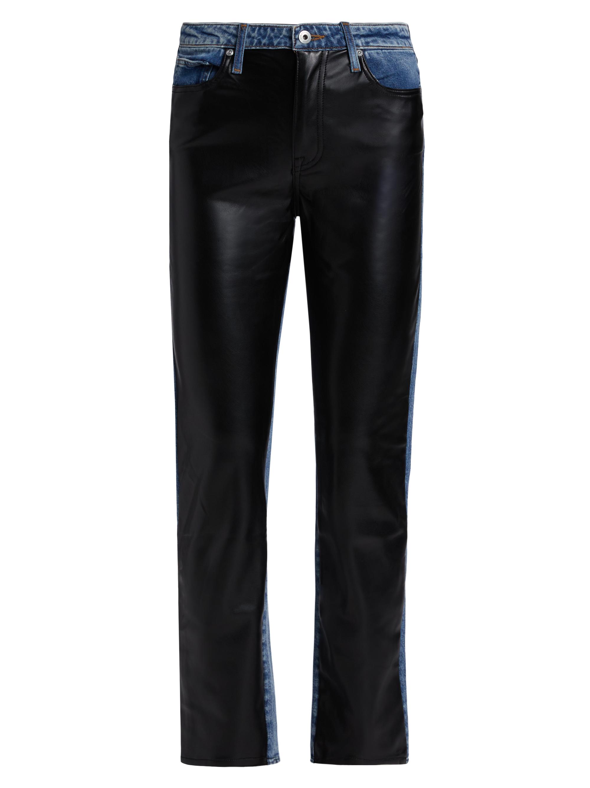 Jonathan Simkhai Standard Women's River Mixed-Media High-Rise Straight-Leg Jeans - Vegan Leather Combo