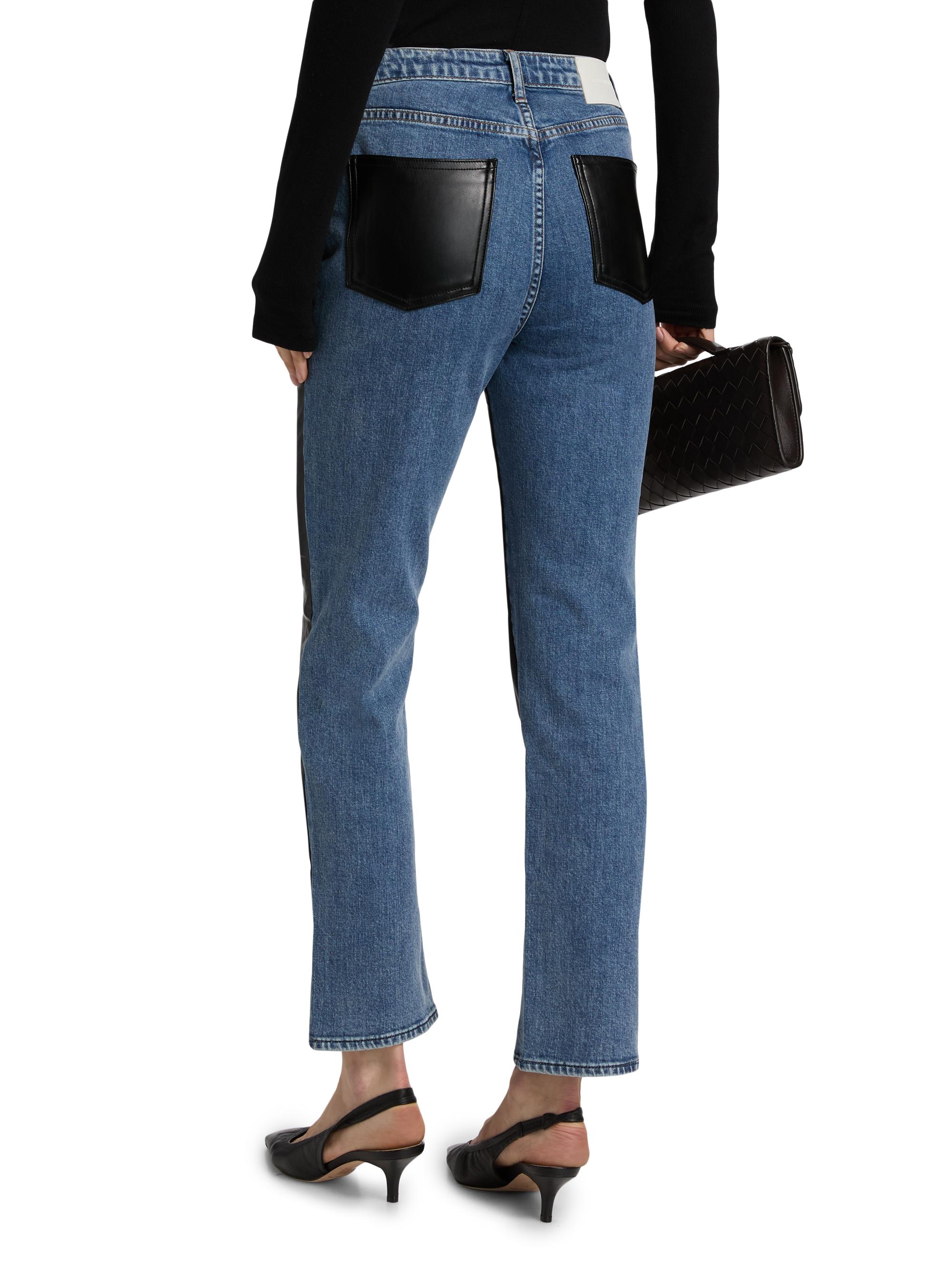 Jonathan Simkhai Standard Women's River Mixed-Media High-Rise Straight-Leg Jeans - Vegan Leather Combo | Thumbnail 5