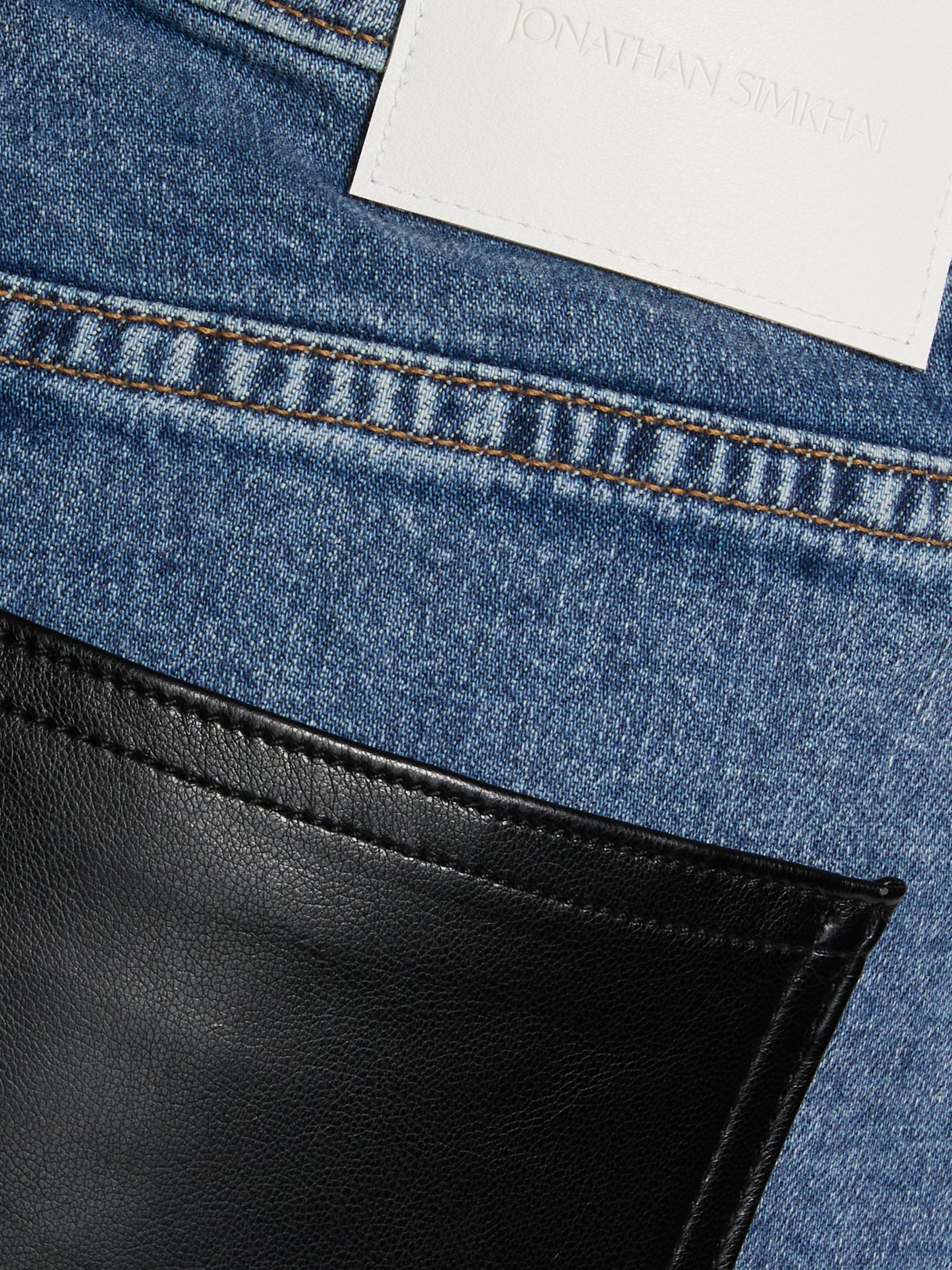 Jonathan Simkhai Standard Women's River Mixed-Media High-Rise Straight-Leg Jeans - Vegan Leather Combo | Thumbnail 7