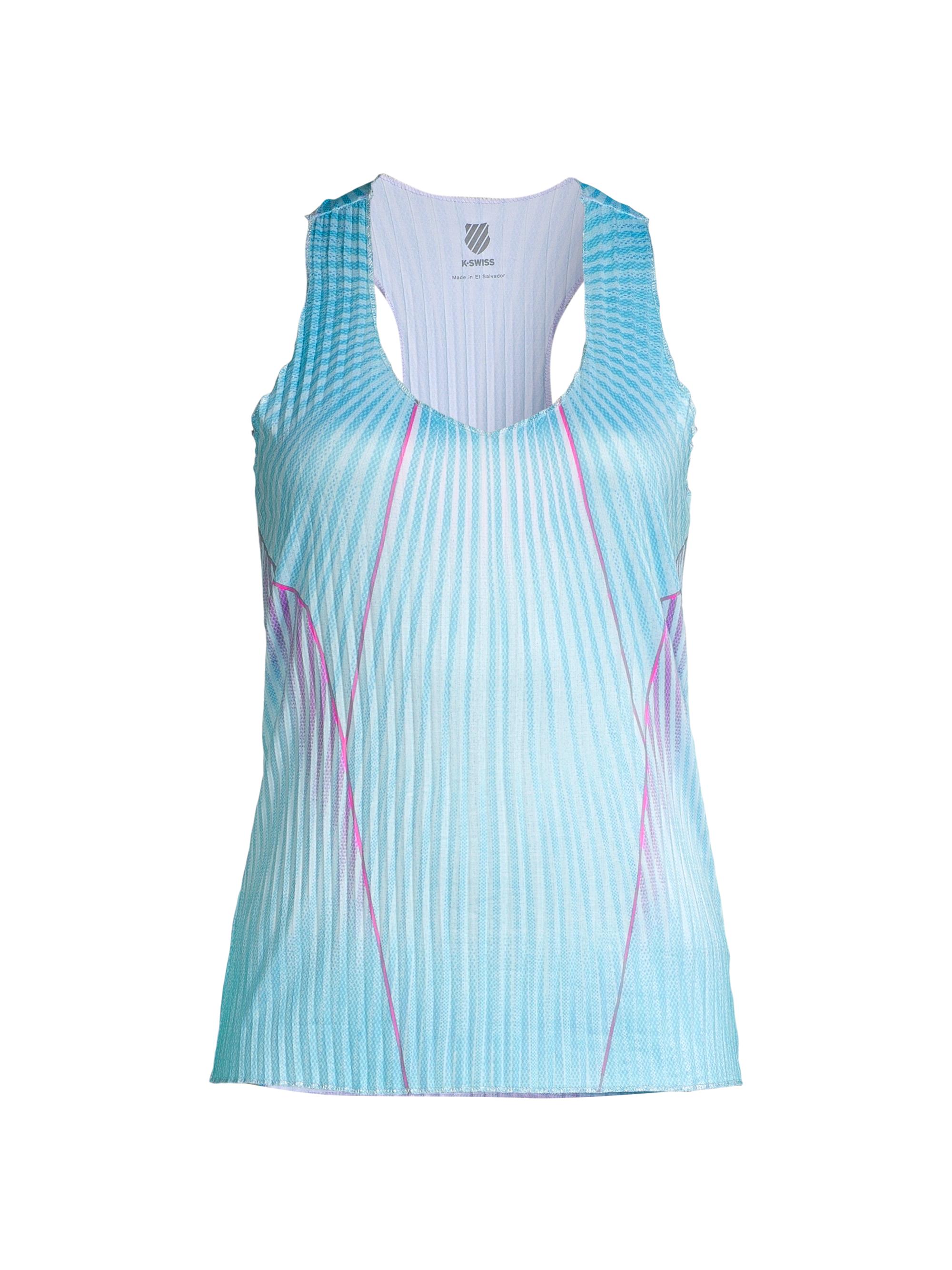 K-Swiss Women's Pleated V-Neck Tank - Blue Multi