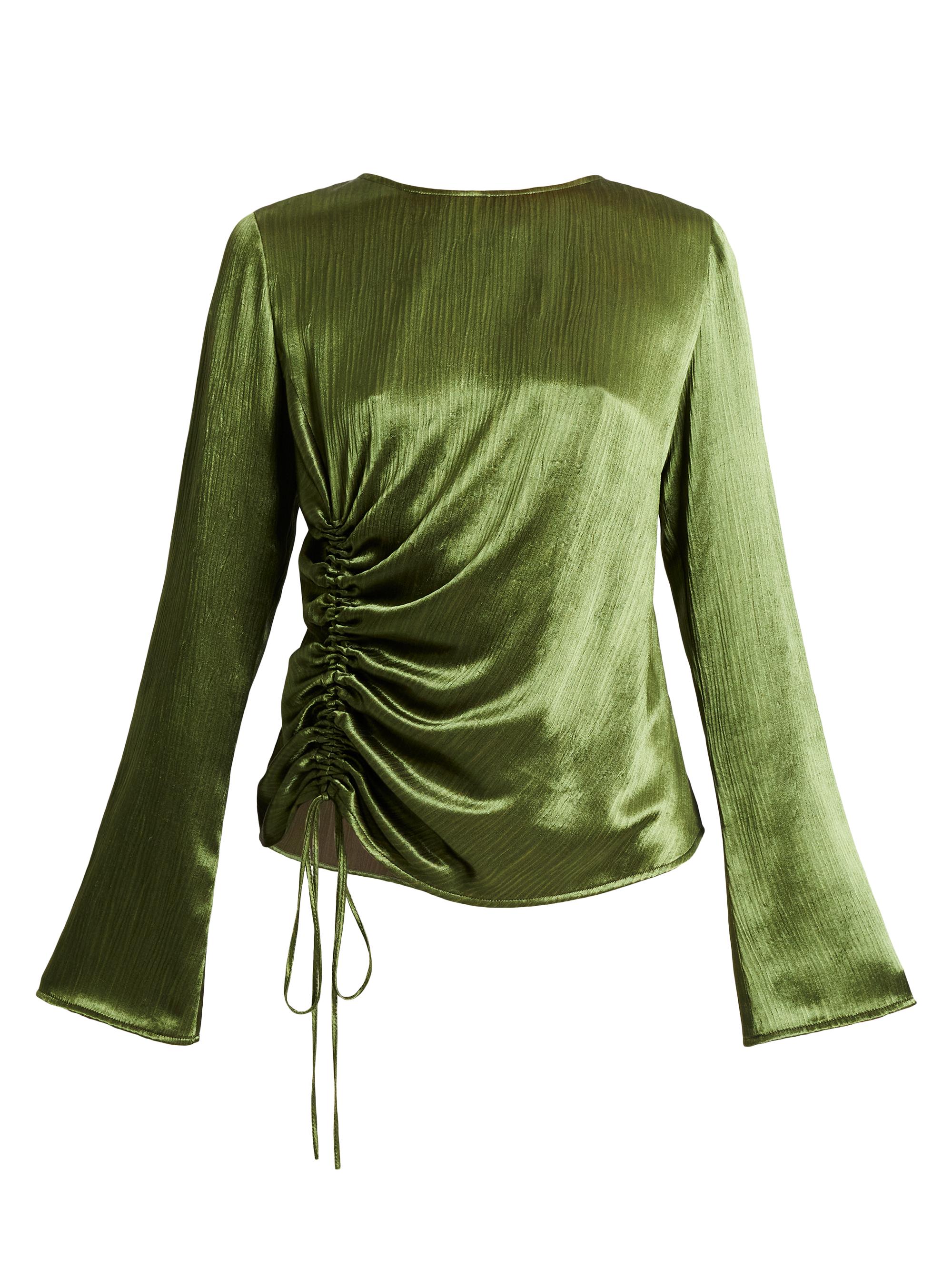 Santorelli Women's Fabi Ruched Satin Blouse - Ivy