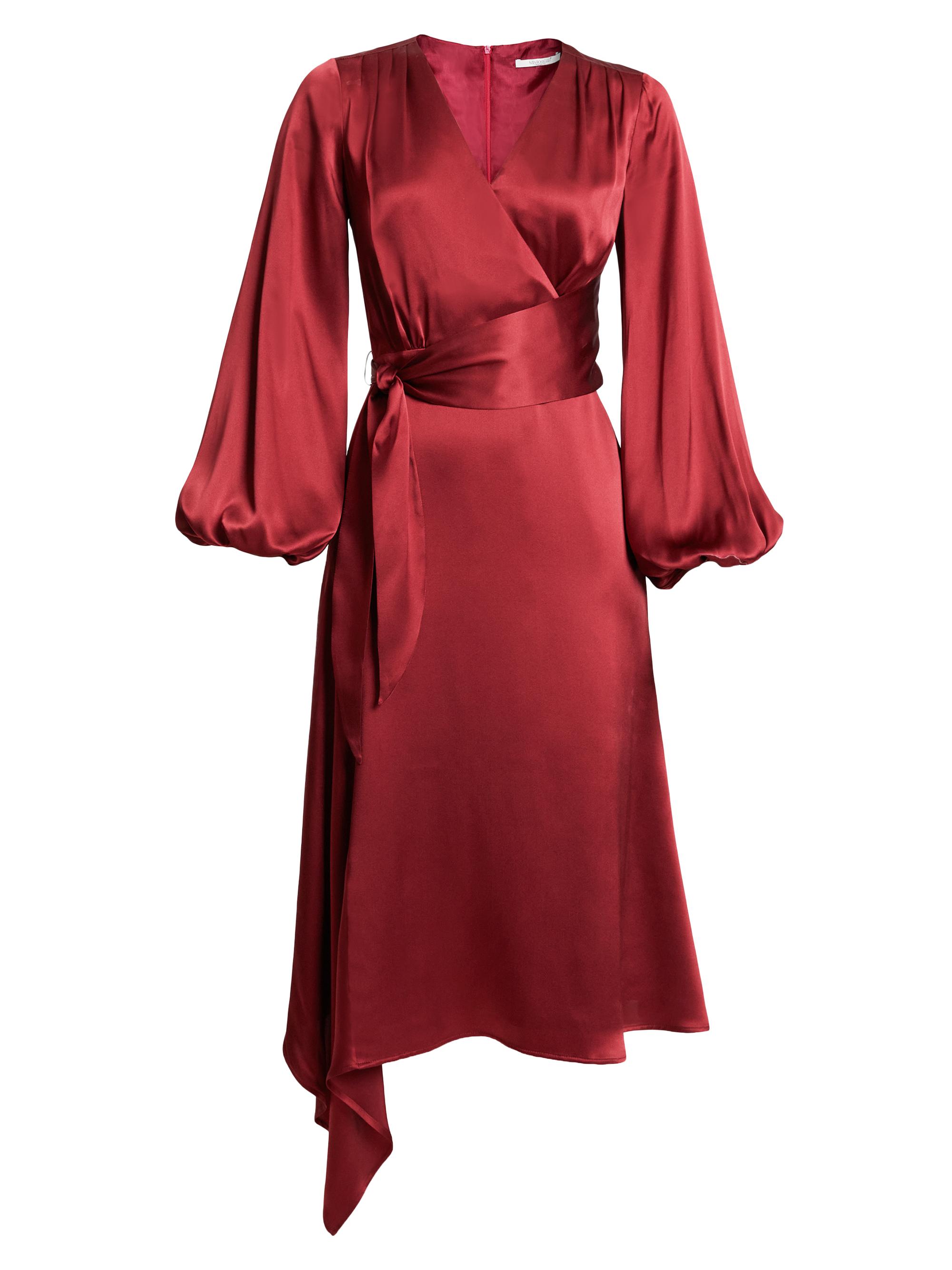 Santorelli Women's Vanna Silk Satin Midi-Dress - Garnet