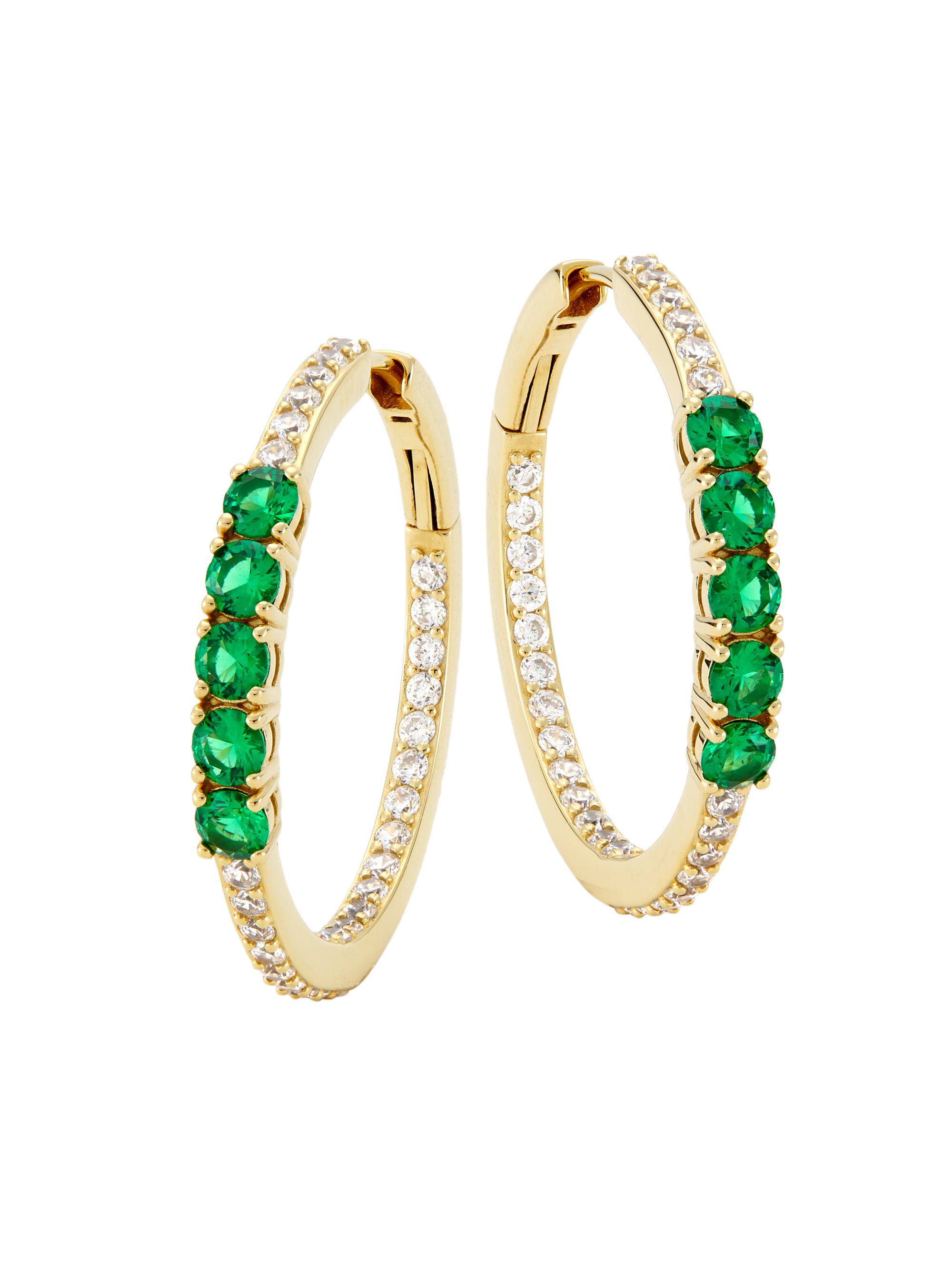 Adriana Orsini Women's Loveall 18K-Gold-Plated, Cubic Zirconia, & Faux Emerald  Hoop Earrings - Gold Emerald