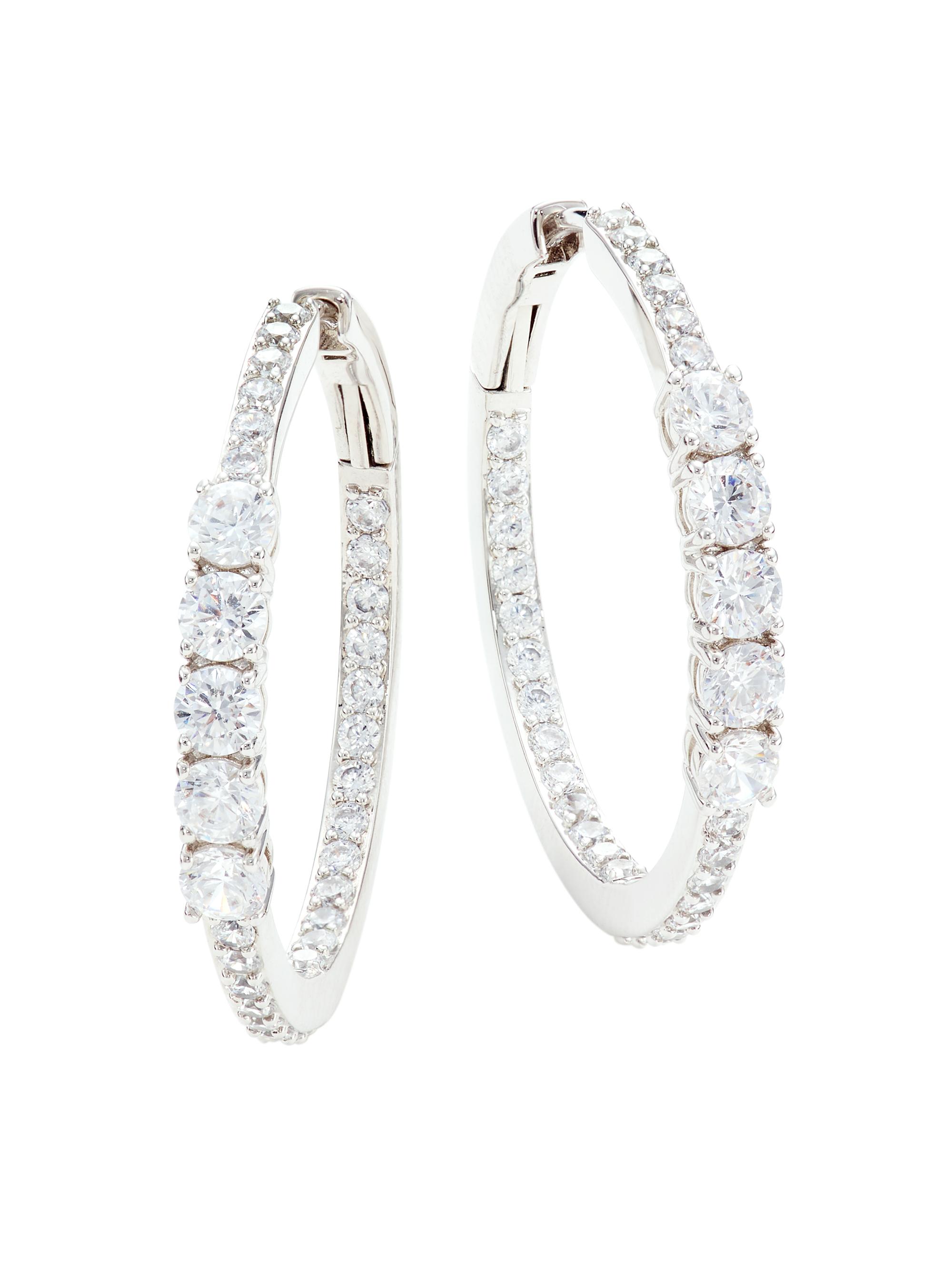 Adriana Orsini Women's Loveall Sterling Silver & Cubic Zirconia  Hoop Earrings - Sterling Silver