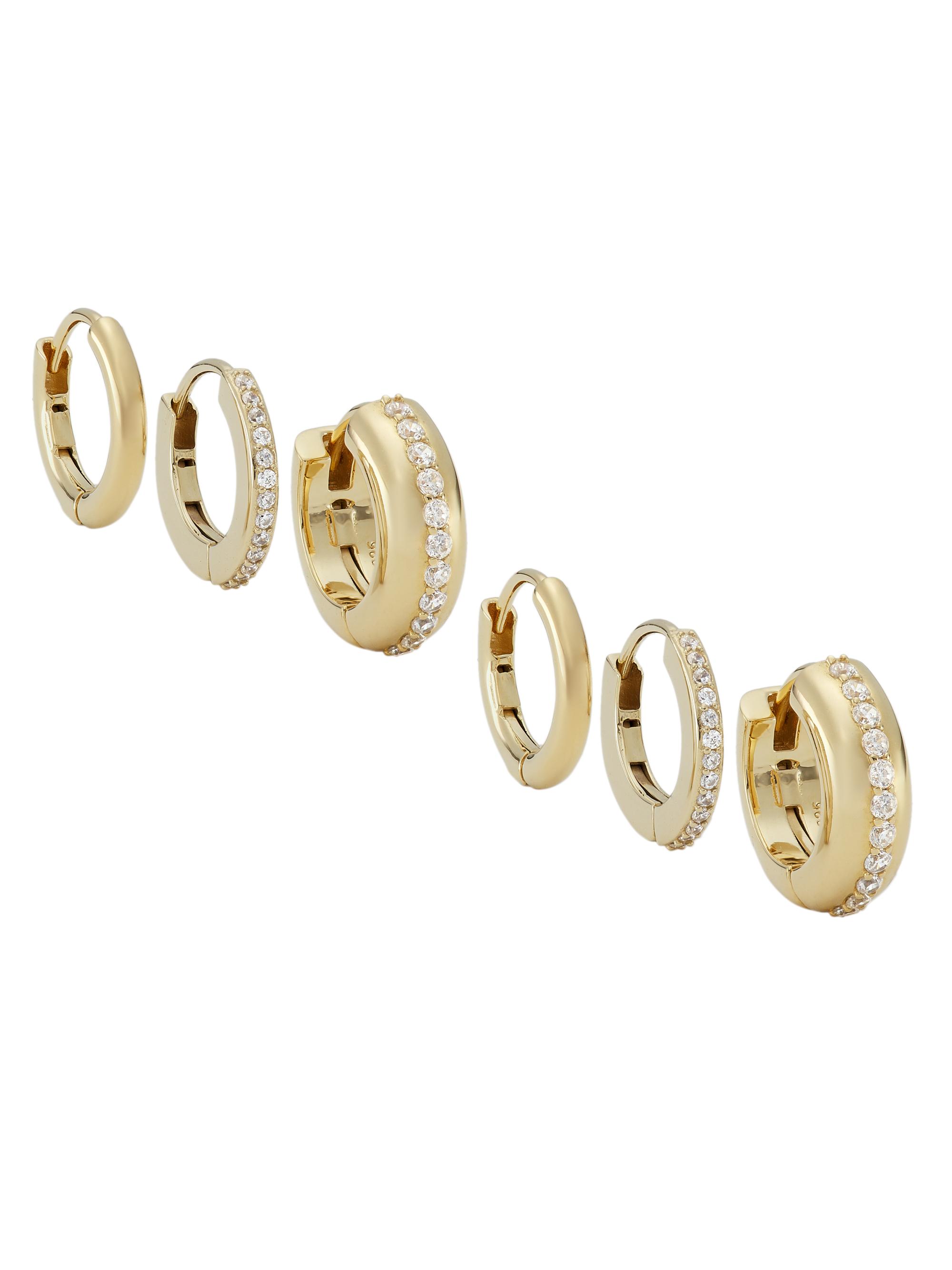 Adriana Orsini Women's Jolene 18K-Gold-Plated & Cubic Zirconia 3-Pair Huggie Hoop Earring Set - Gold
