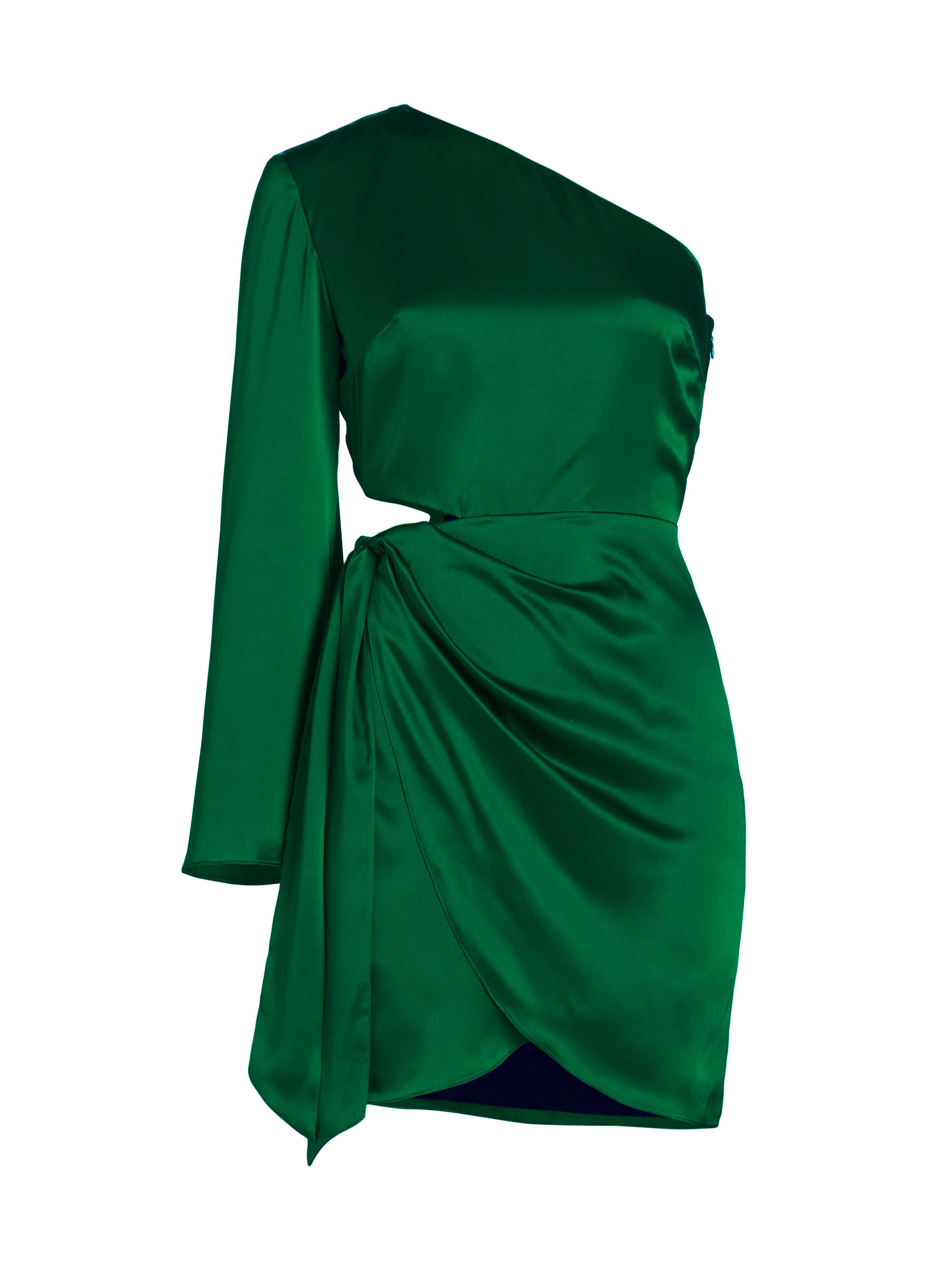 Amanda Uprichard Women's Dolores One-Shoulder Cut-Out Minidress - Dark Green