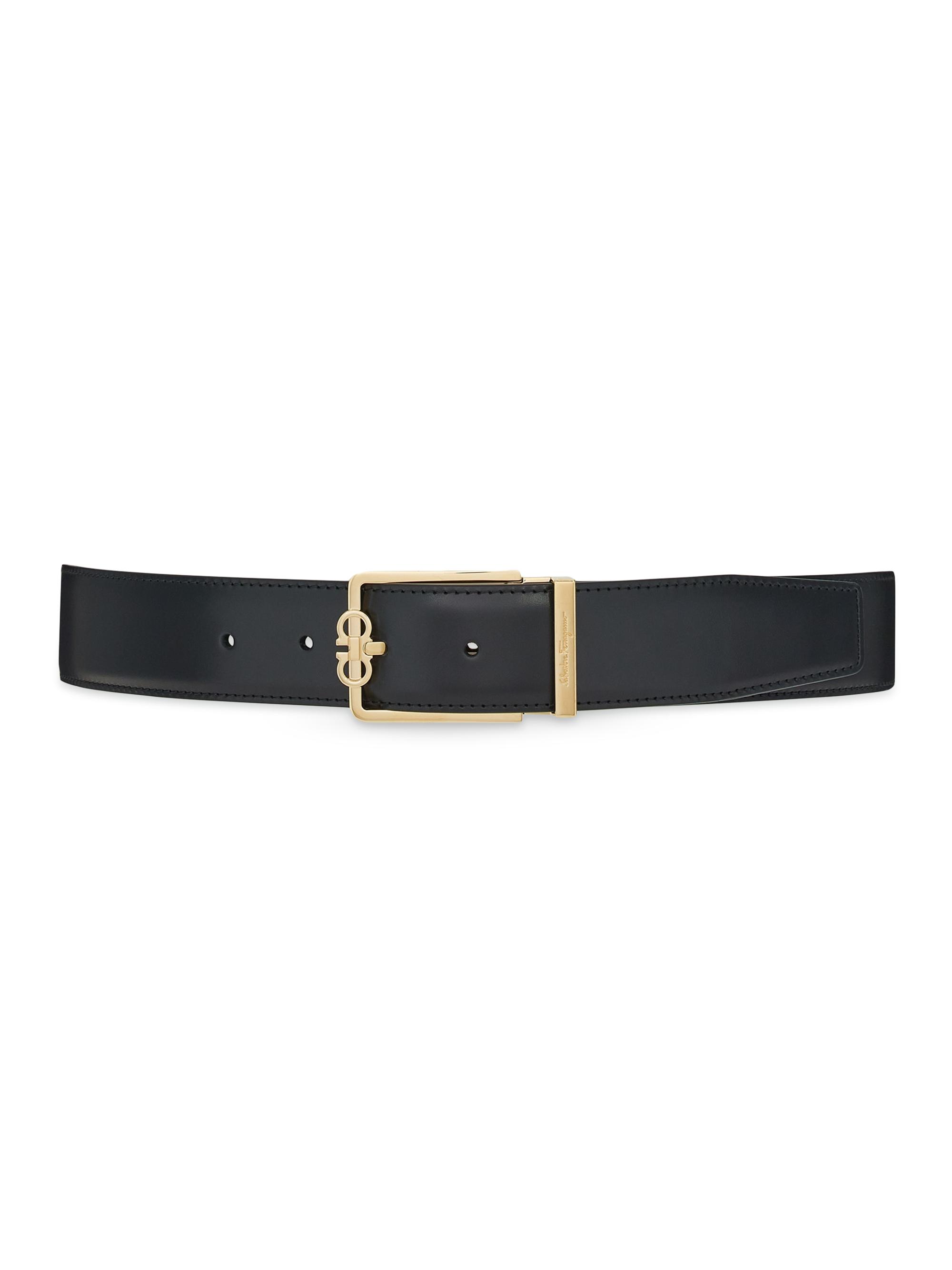 Ferragamo Gancini-buckle leather belt - Black