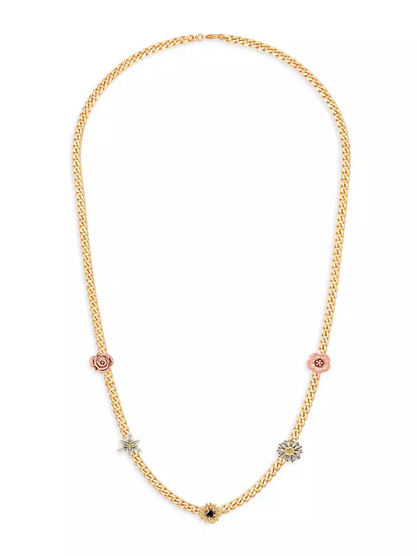 Flora Tri-Tone 14K Gold & Diamond Necklace