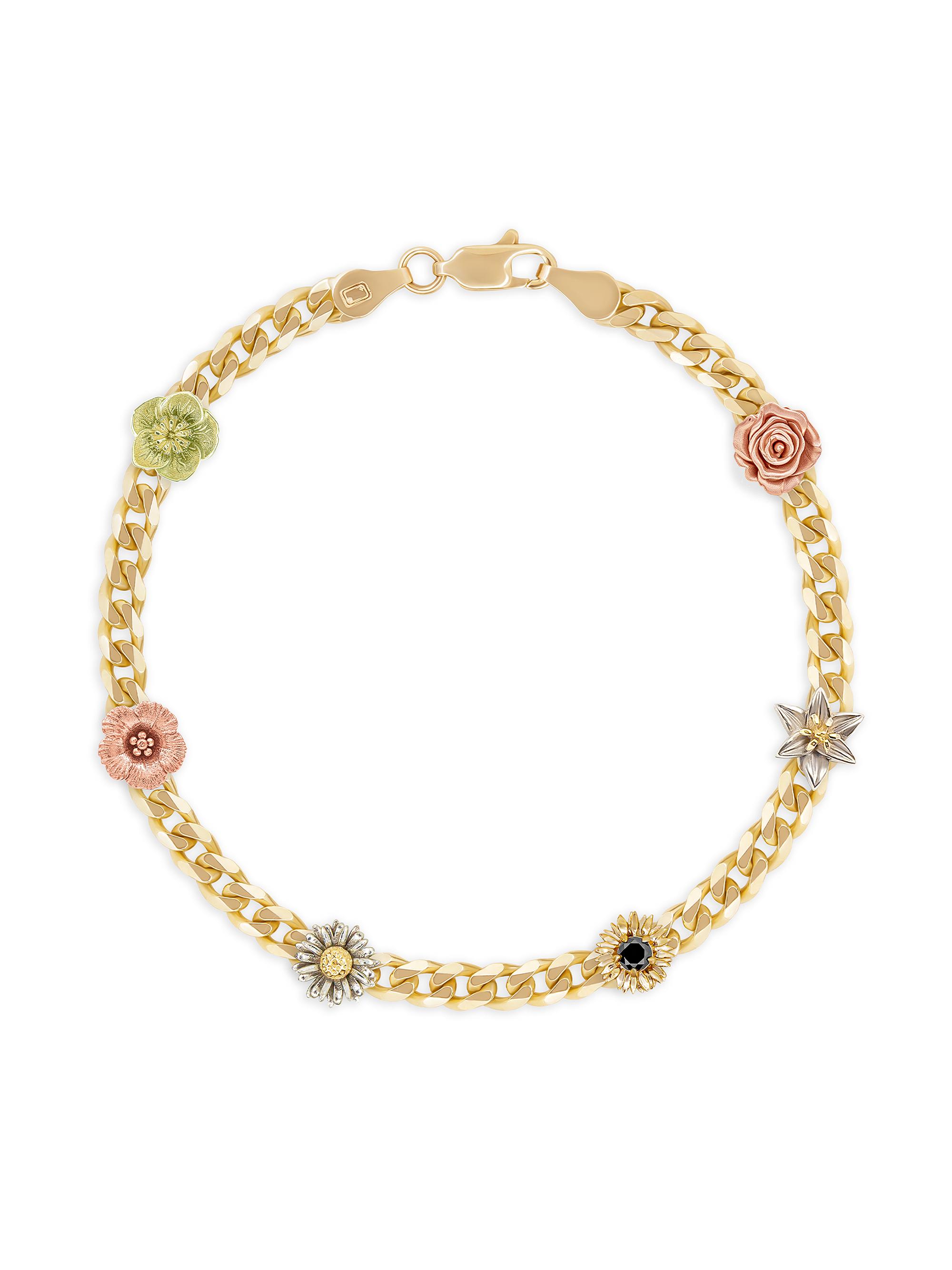 Bernard James Men's Unisex Flora Tri-Tone 14K Gold & Diamond Bracelet - Gold Floral