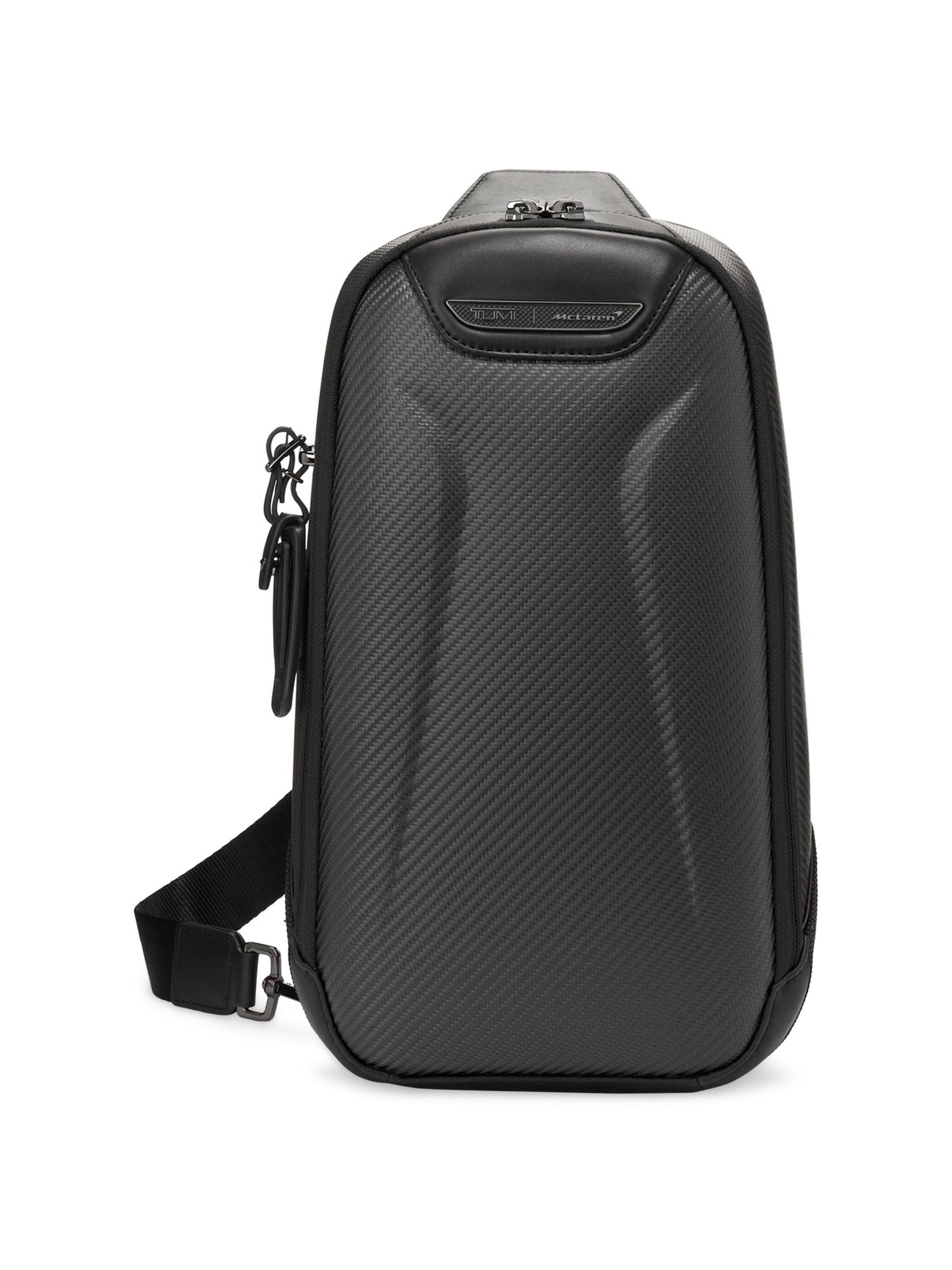 TUMI Men's Torque Leather-Trimmed Sling Bag - Carbon