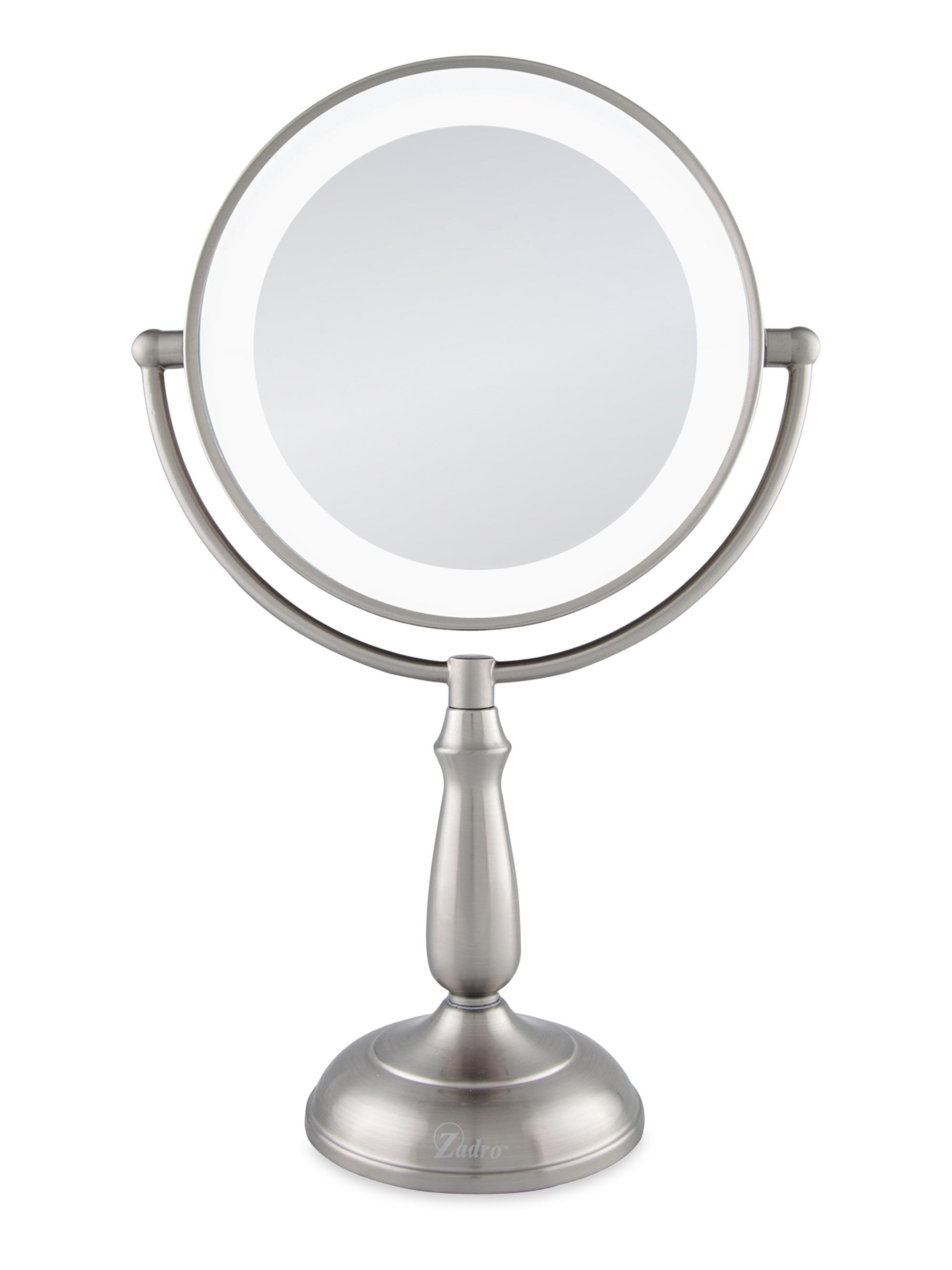 Zadro Dimmable Touch Ultra Bright Dual-Sided LED Lighted Vanity Mirror - 12X/1X Magnification - Silver