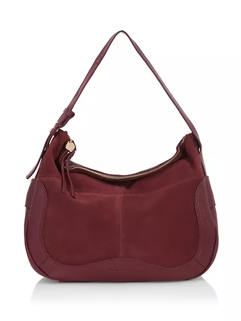 Hobo Cat Leather Bag for Female - Burgundy - One Size - Lanvin