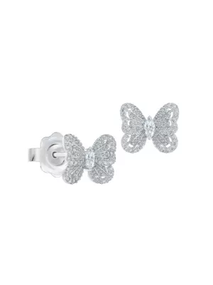 De Beers 18kt white gold Micropavé hoop diamond earrings
