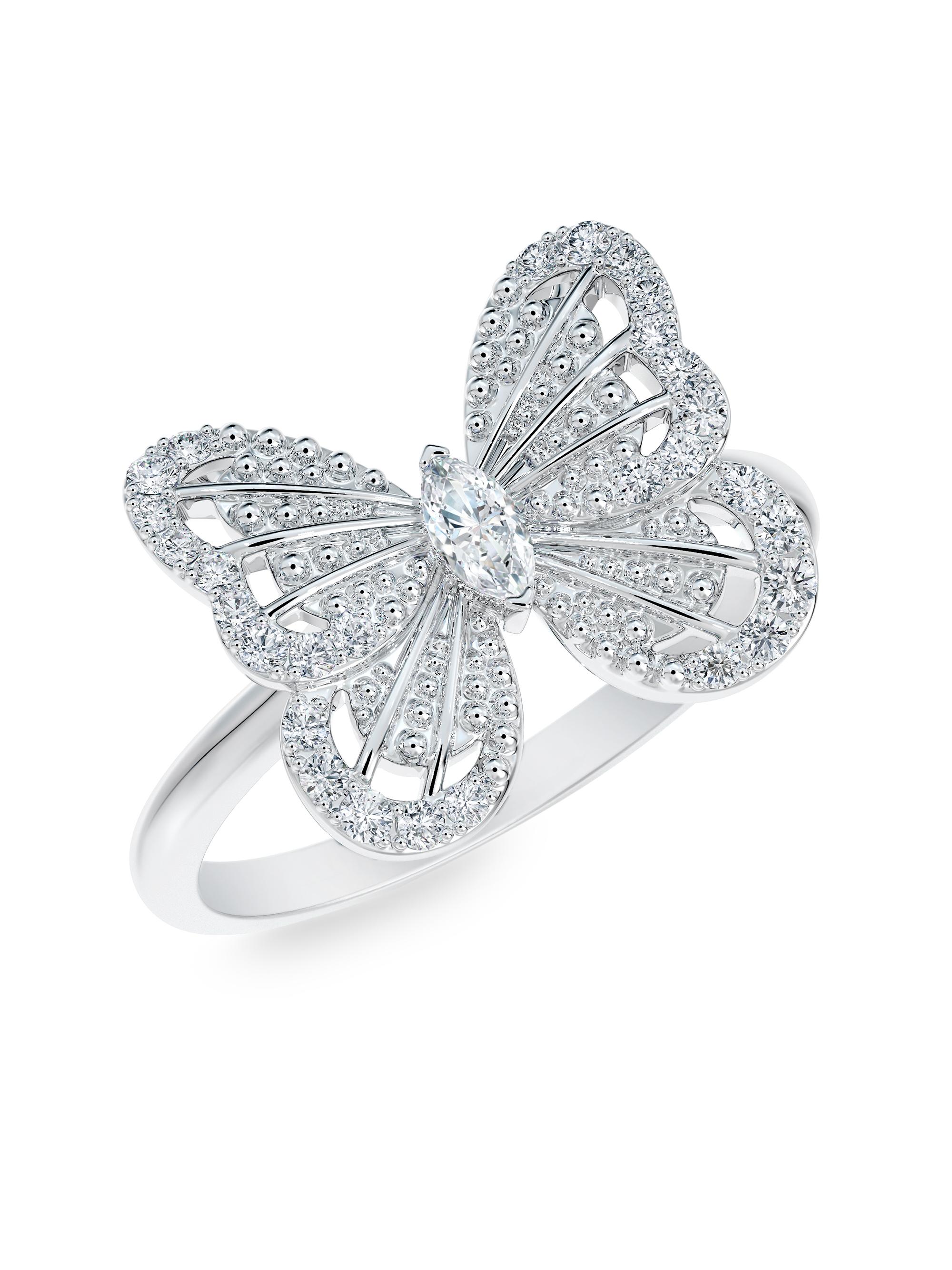 De Beers Jewellers Women's Portraits Of Nature 18K White Gold & Diamond Butterfly Ring - White Gold