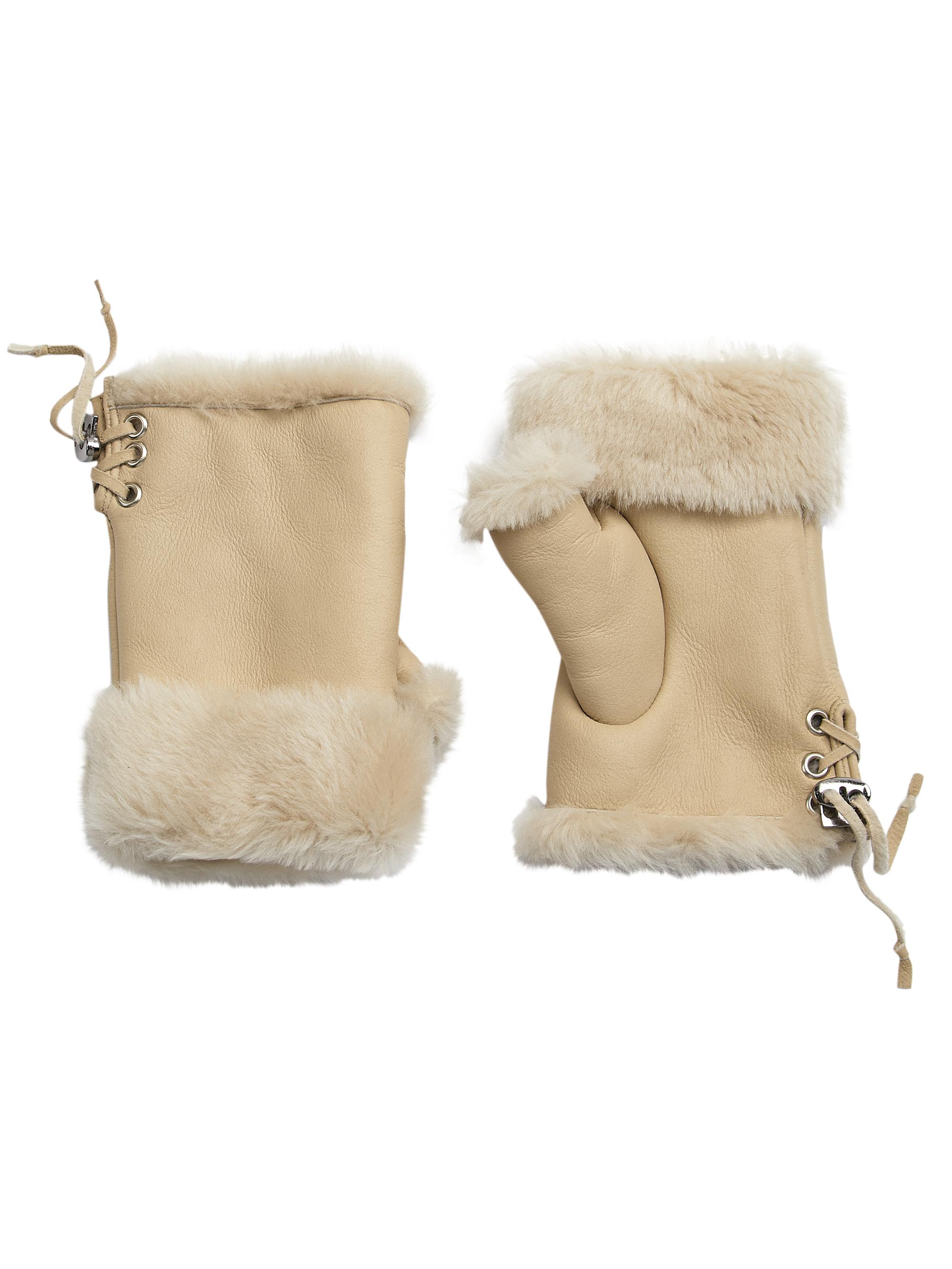 Maximilian Shearling Lace-Up Fingerless Gloves Saks Fifth Avenue