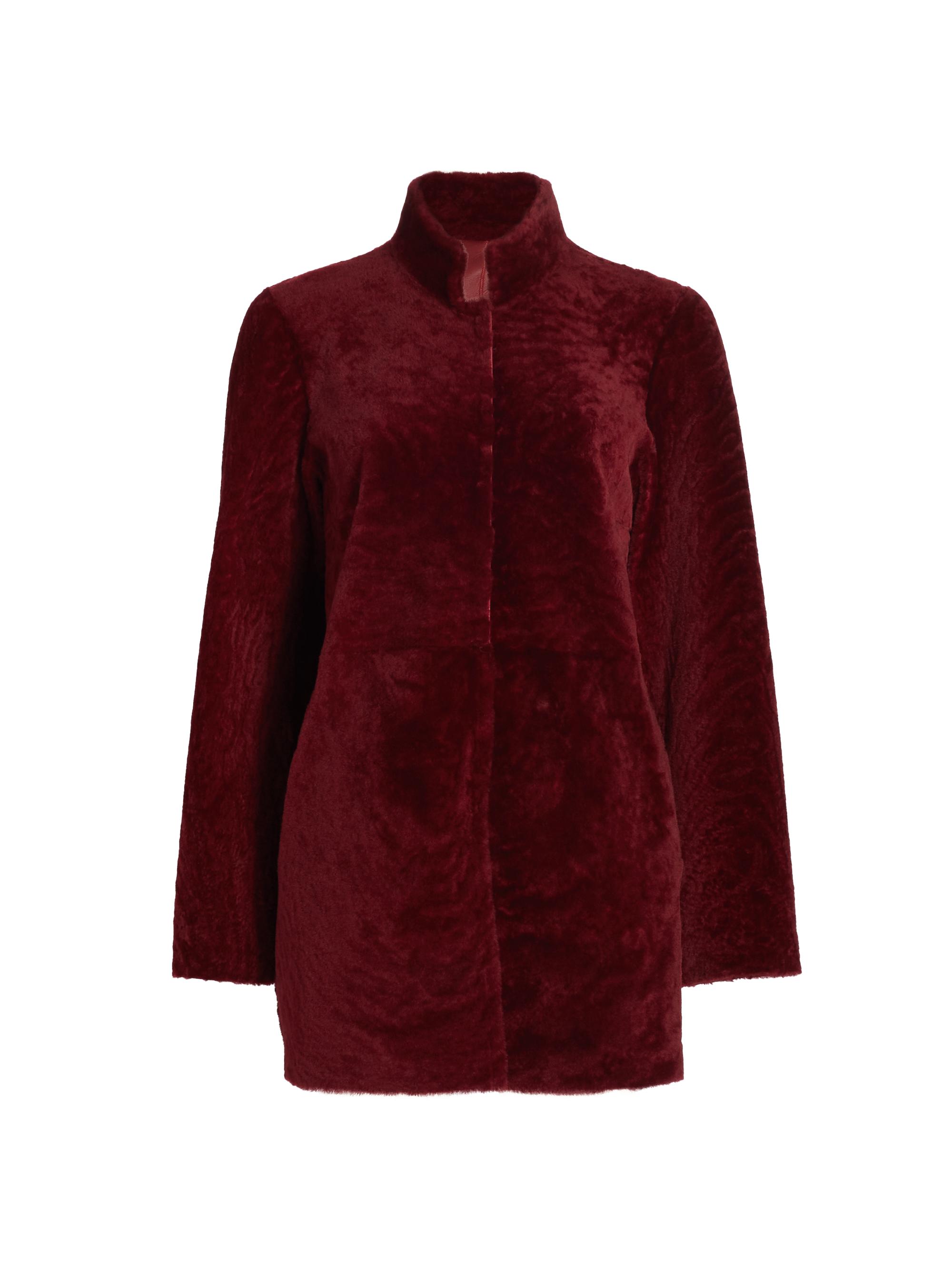 Maximilian Women's  Reversible Shearling Lamb Jacket - Red